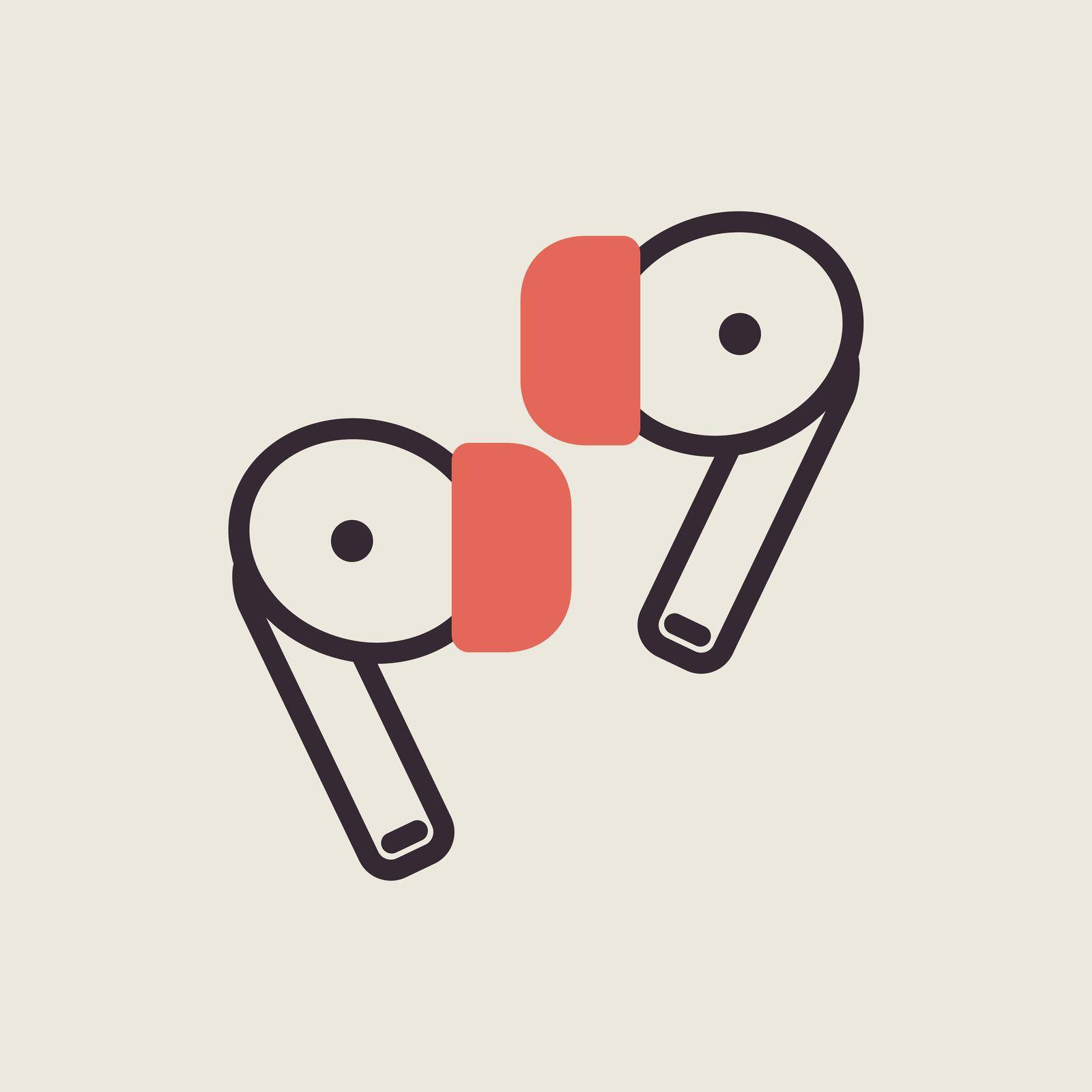 Pair of wireless earbud headphones isolated vector icon. Graph symbol for music and sound web site and apps design, logo, app, UI