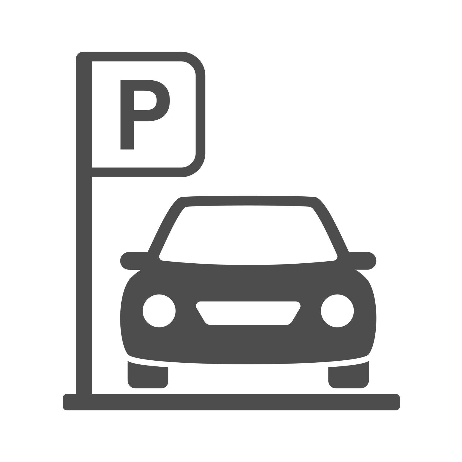 parking silhouette vector icon isolated on white. car parking icon for web, mobile apps, ui design and print by govindamadhava108