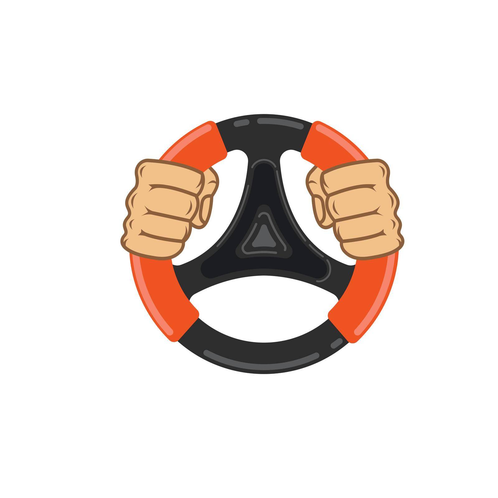 hands holding car steering wheel vector illustration concept design template web