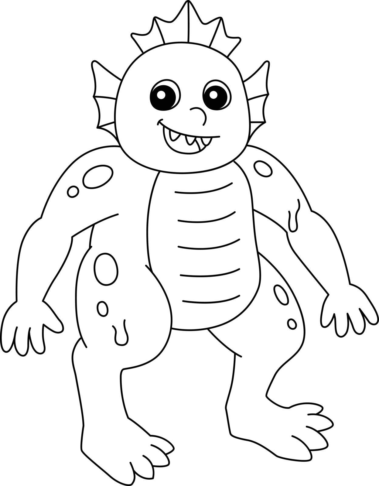 A cute and funny coloring page of a swamp monster Halloween. Provides hours of coloring fun for children. To color, this page is very easy. Suitable for little kids and toddlers.