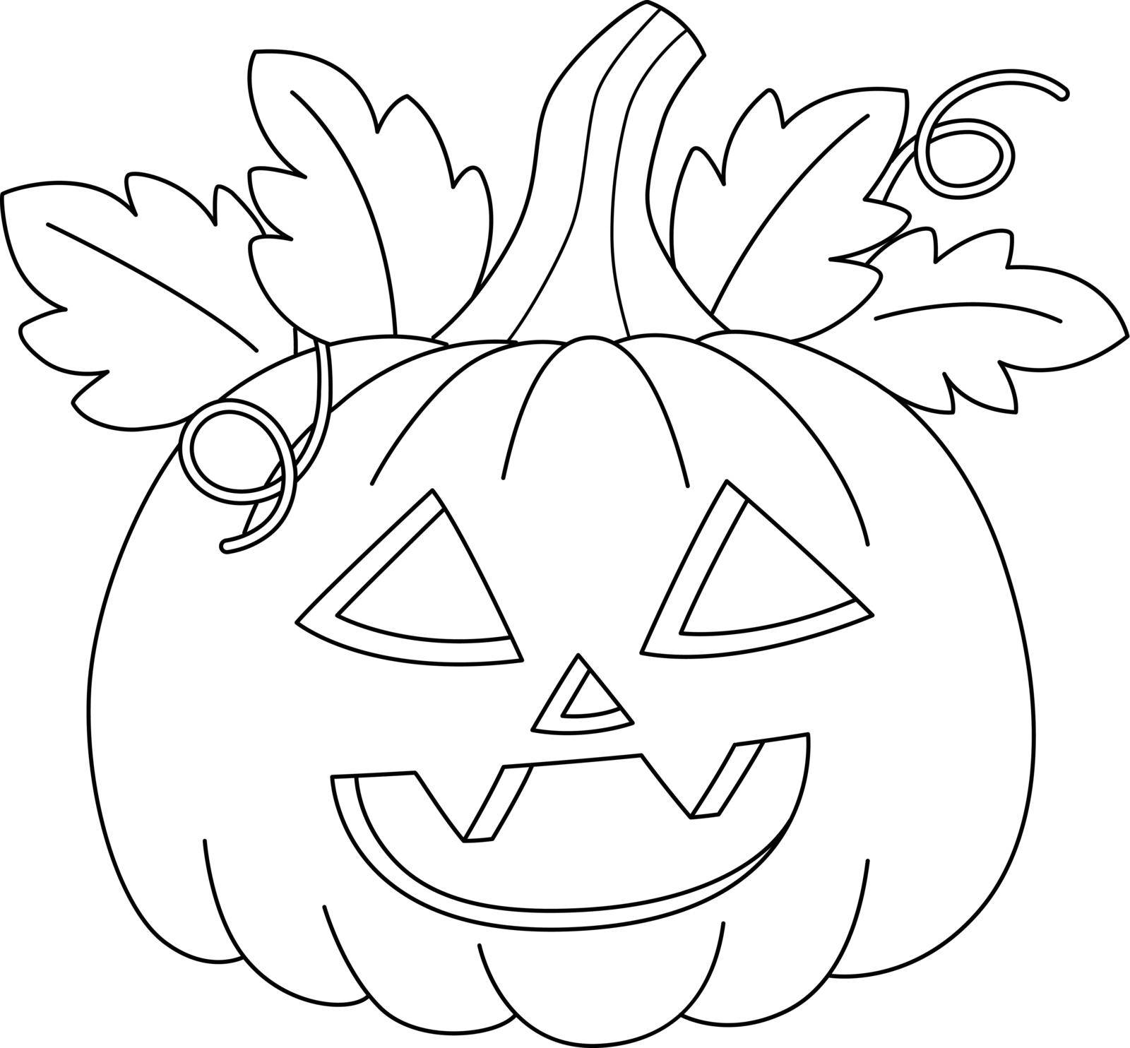 A cute and funny coloring page of a pumpkin on Halloween. Provides hours of coloring fun for children. To color, this page is very easy. Suitable for little kids and toddlers.