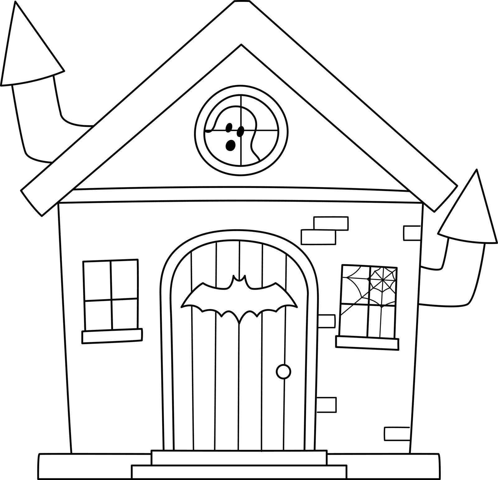 Trick or Treating Halloween Coloring Page Isolated by abbydesign