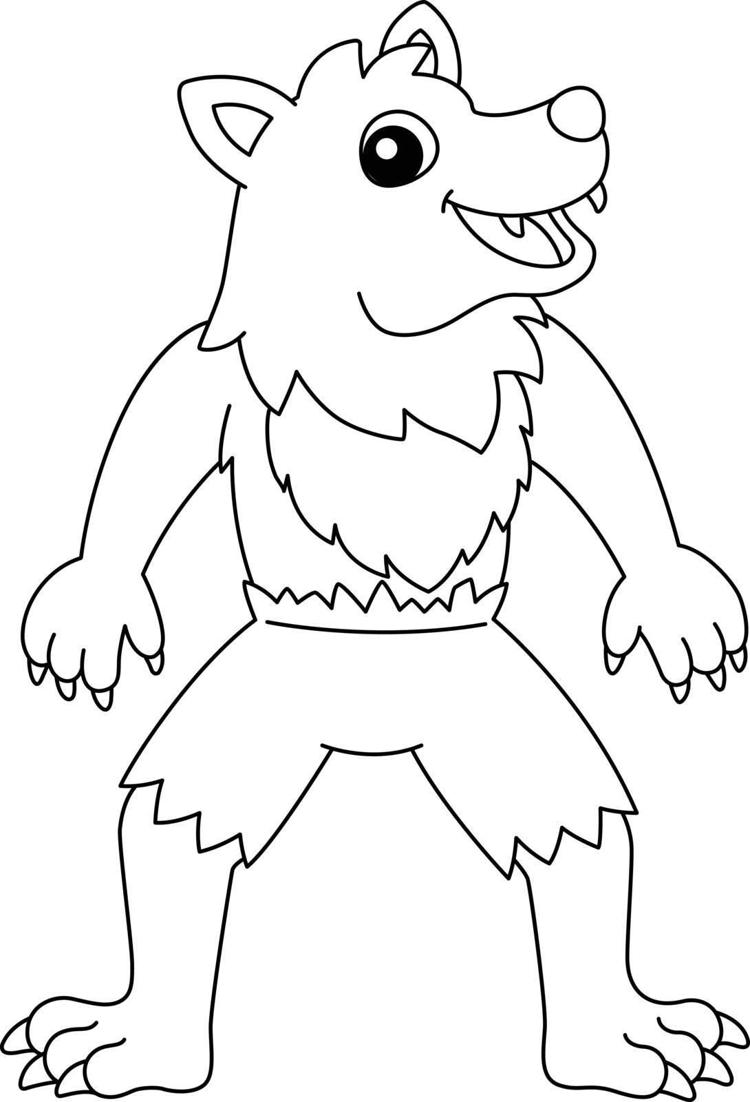 A cute and funny coloring page of a werewolf. Provides hours of coloring fun for children. To color, this page is very easy. Suitable for little kids and toddlers.