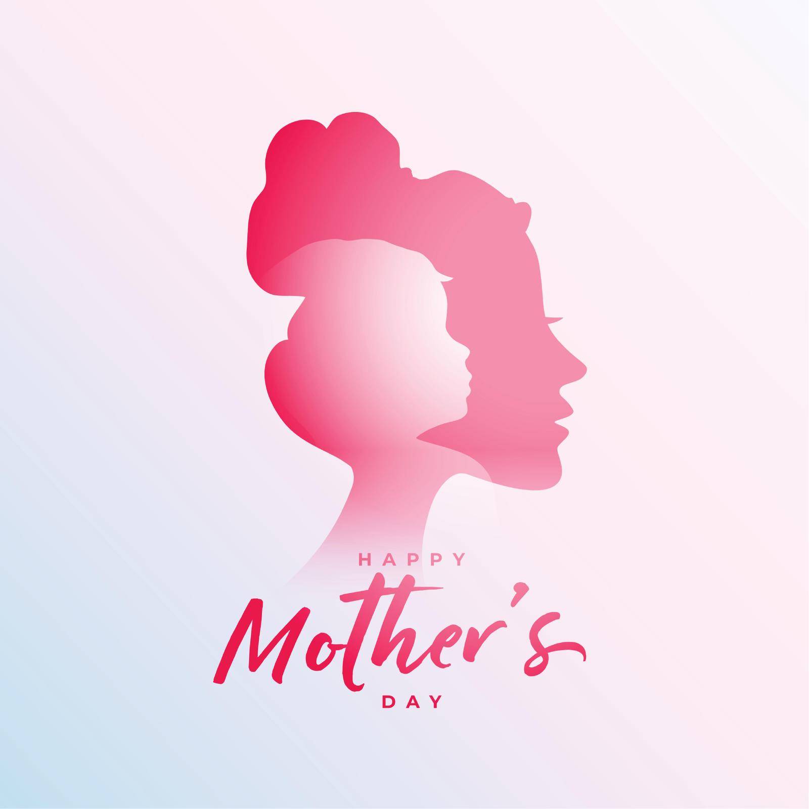 mom face with child shade mother's day card design