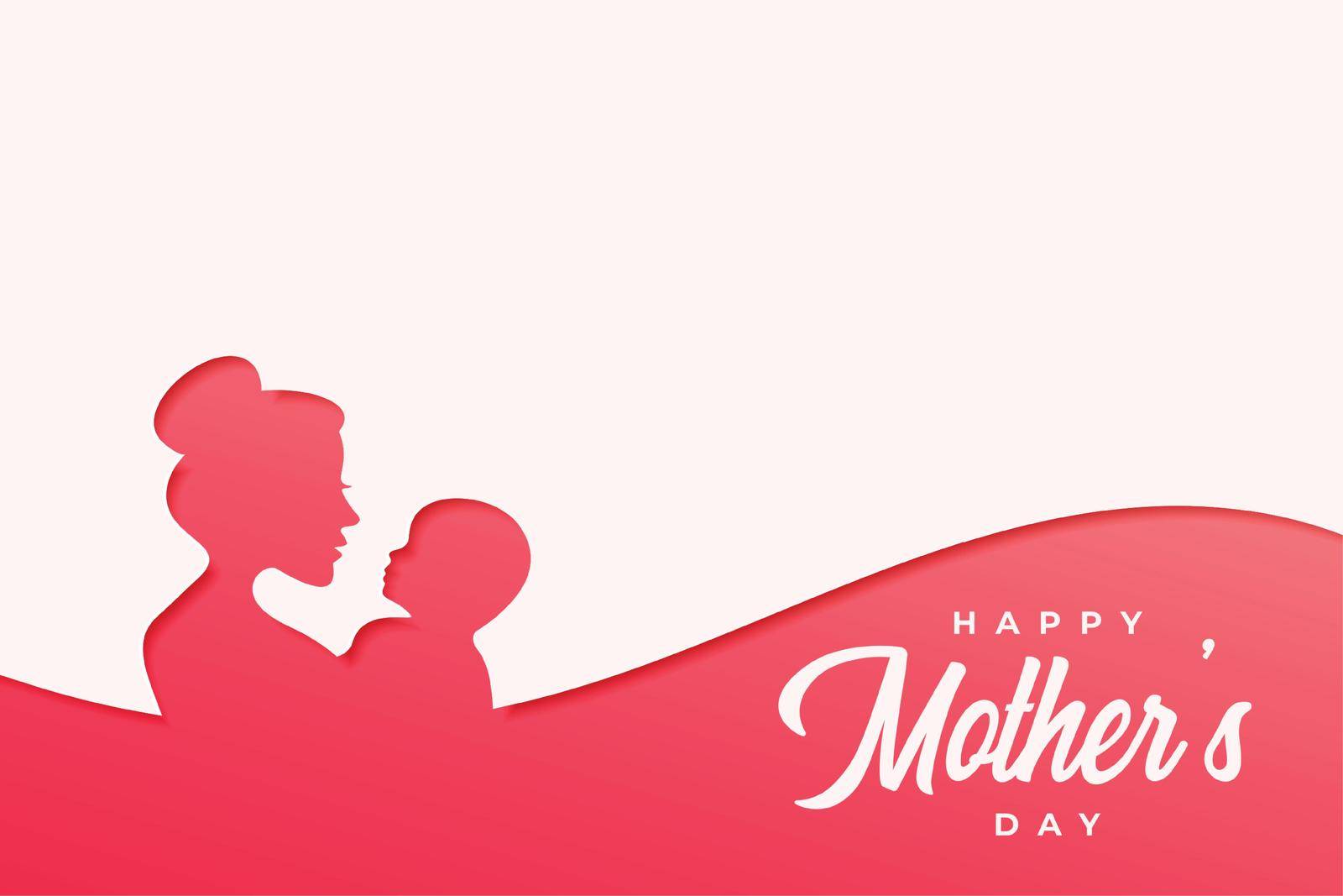 happy mother's day poster design with mom and child figure