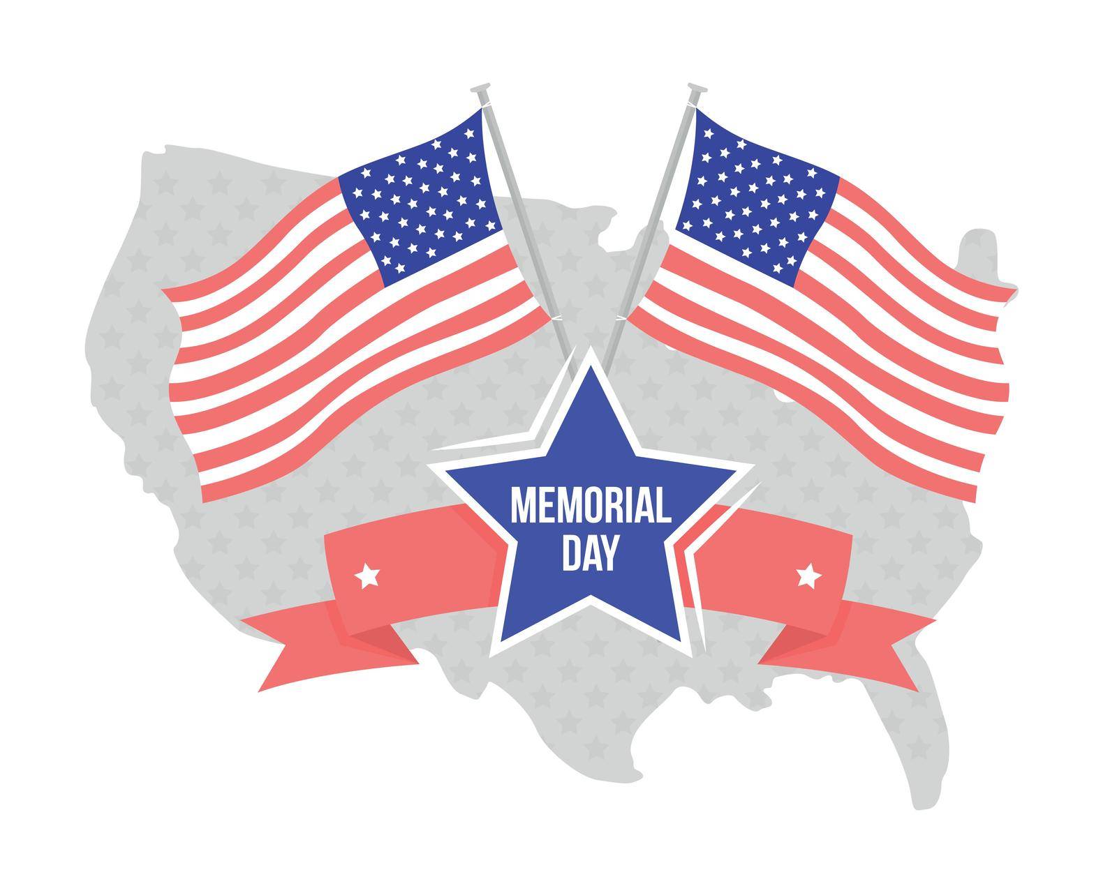 Memorial day 2D vector isolated illustration by ntl