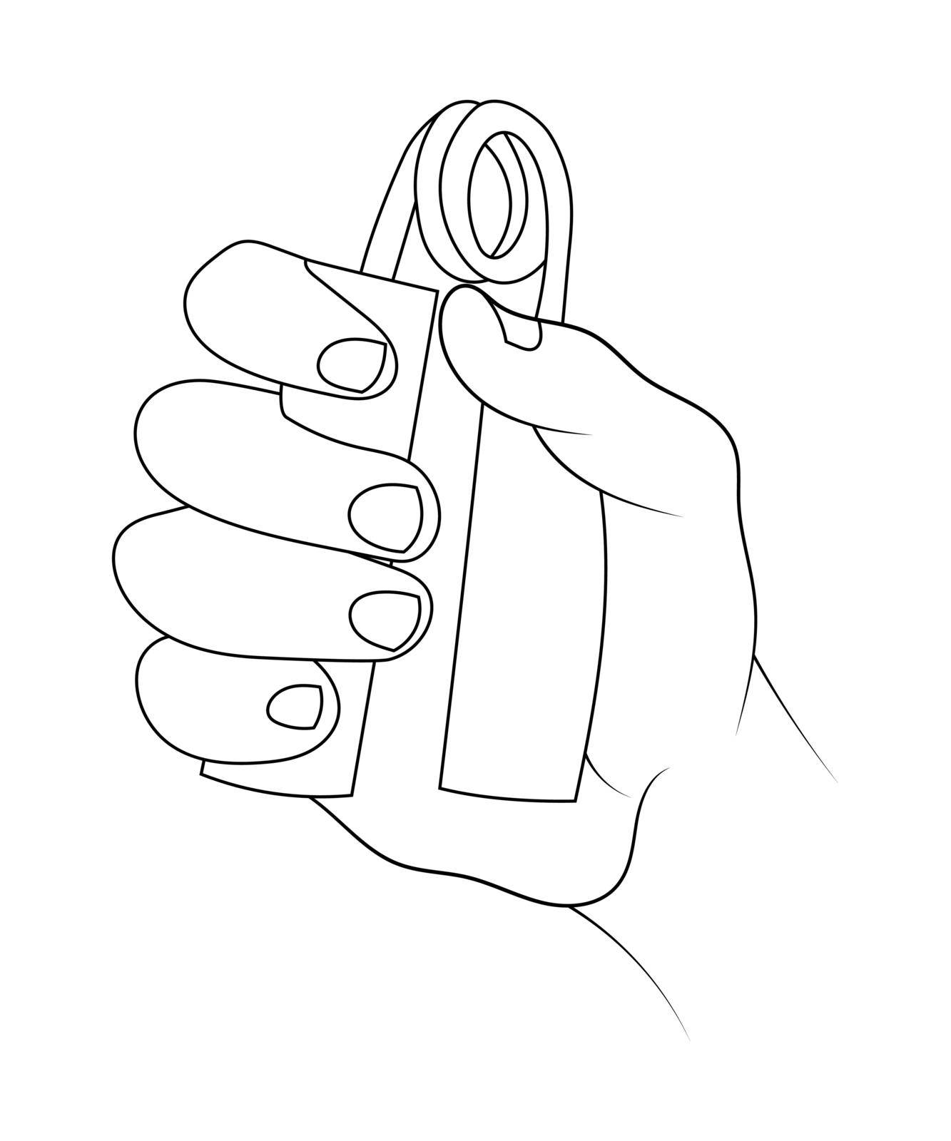 Hand grip arm muscle trainer sketch illustration.