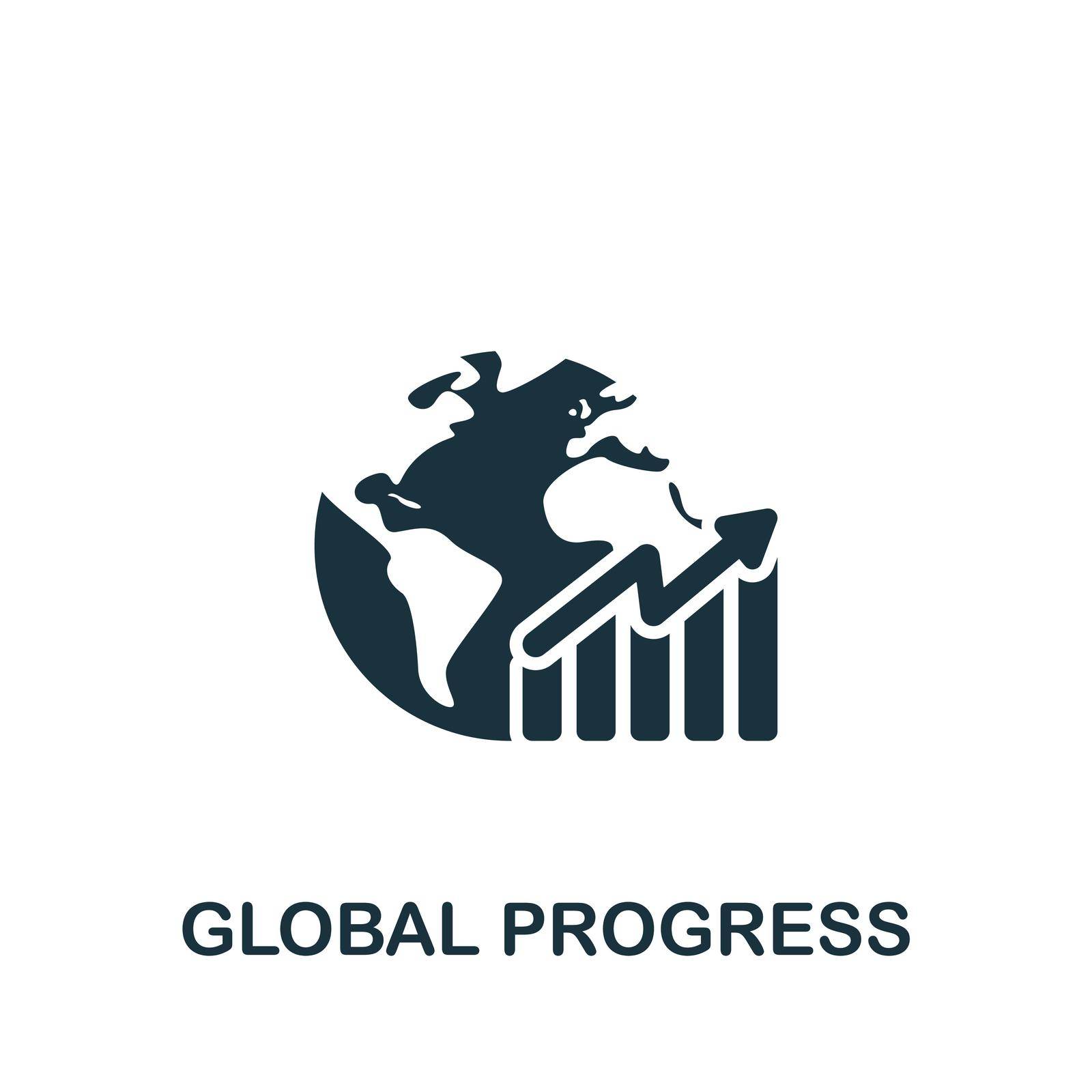 Global Progress icon. Simple line element business training symbol for templates, web design and infographics.