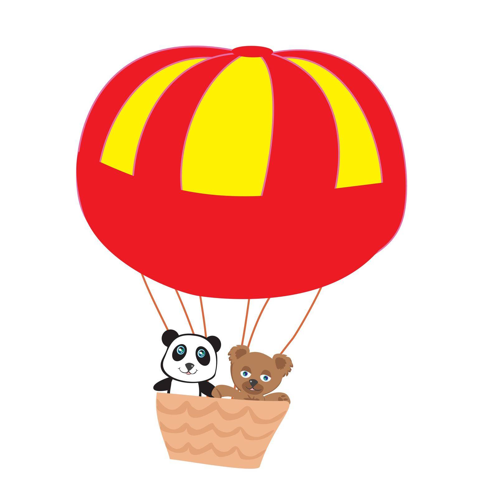 adorable little teddies in an air balloon
