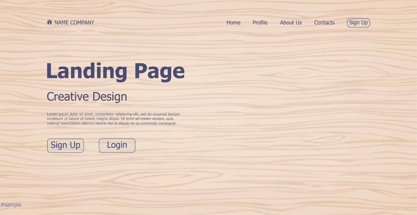 Texture design concept wood landing page website - Vector illustration
