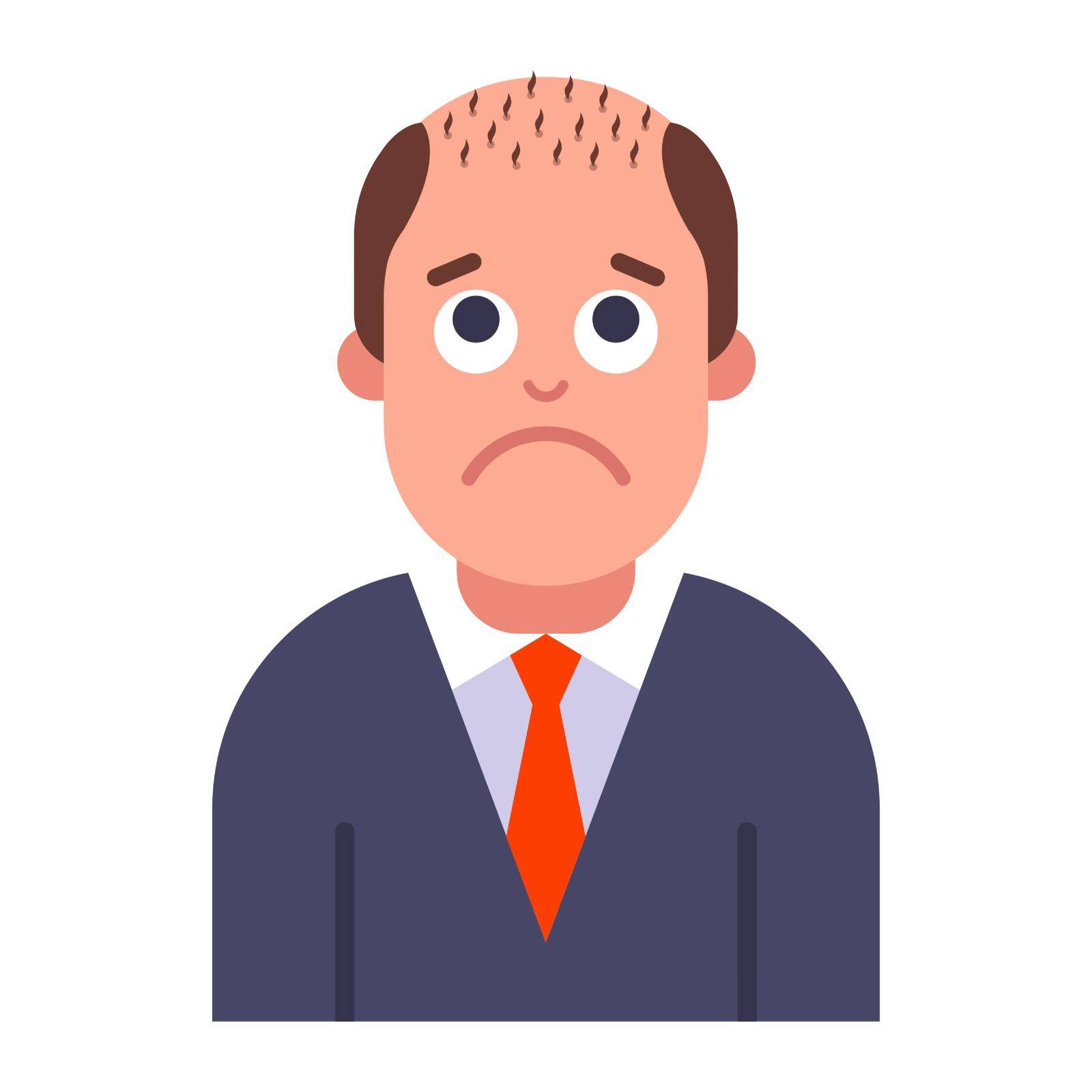 a problem with male pattern baldness. hair loss on the head. flat vector illustration.
