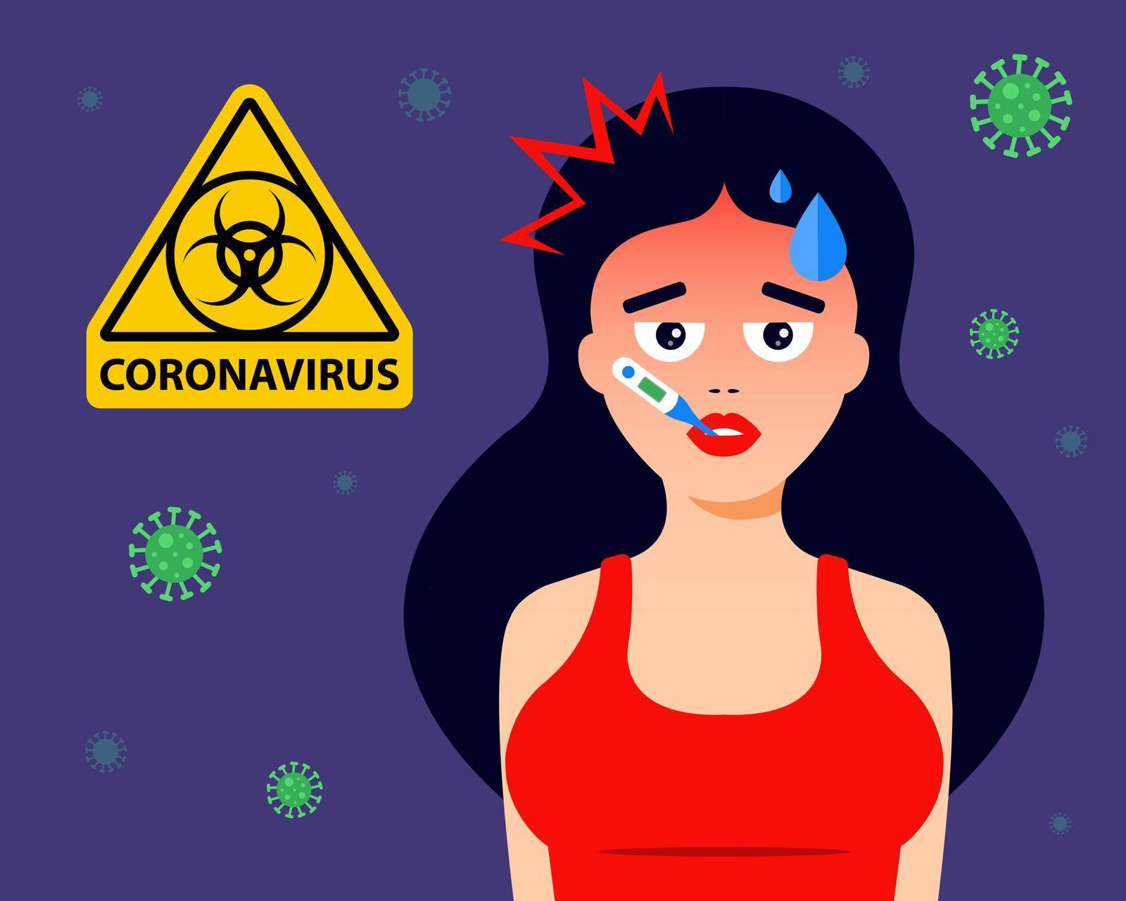 the girl has the flu. vector of a dangerous disease. by PlutusART