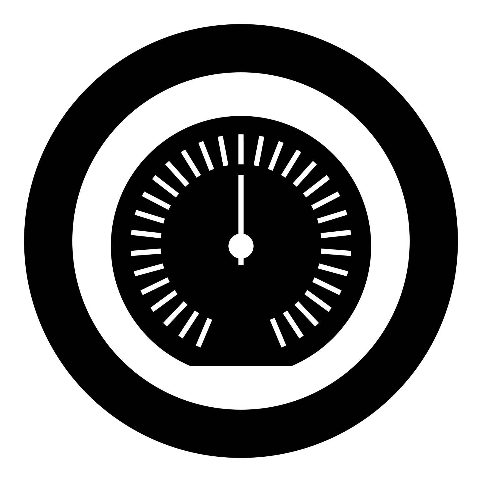 Speedometer odometer speed counter meter icon in circle round black color vector illustration image solid outline style simple