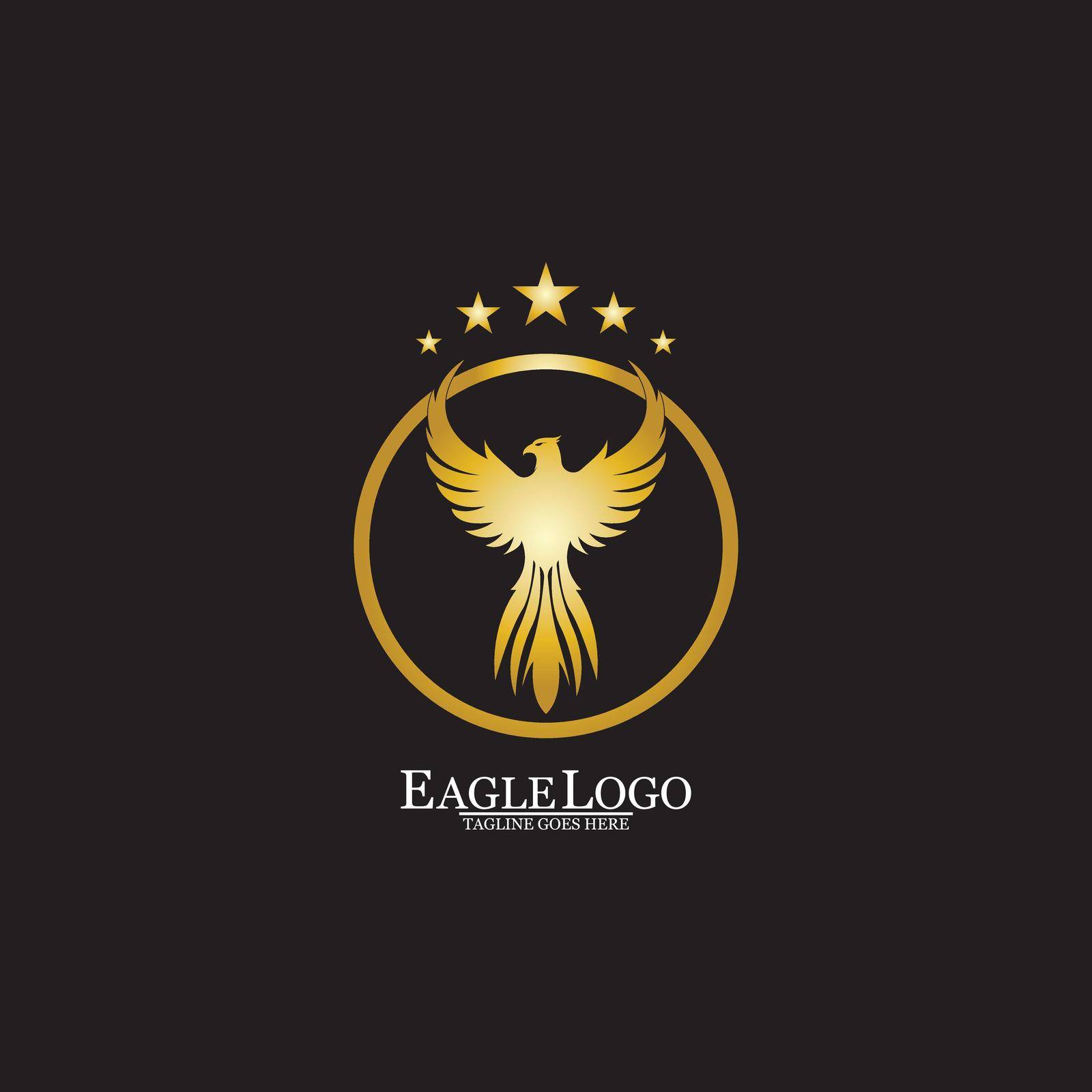 golden eagle with circle logo design by Graphicindo