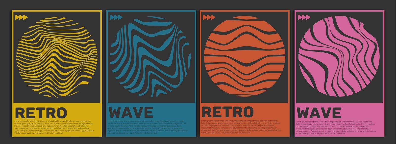 Set of retro swiss design posters. Meta modern graphic desidn elments. Abstract modern geometric covers. Optic illusions art. by iliris