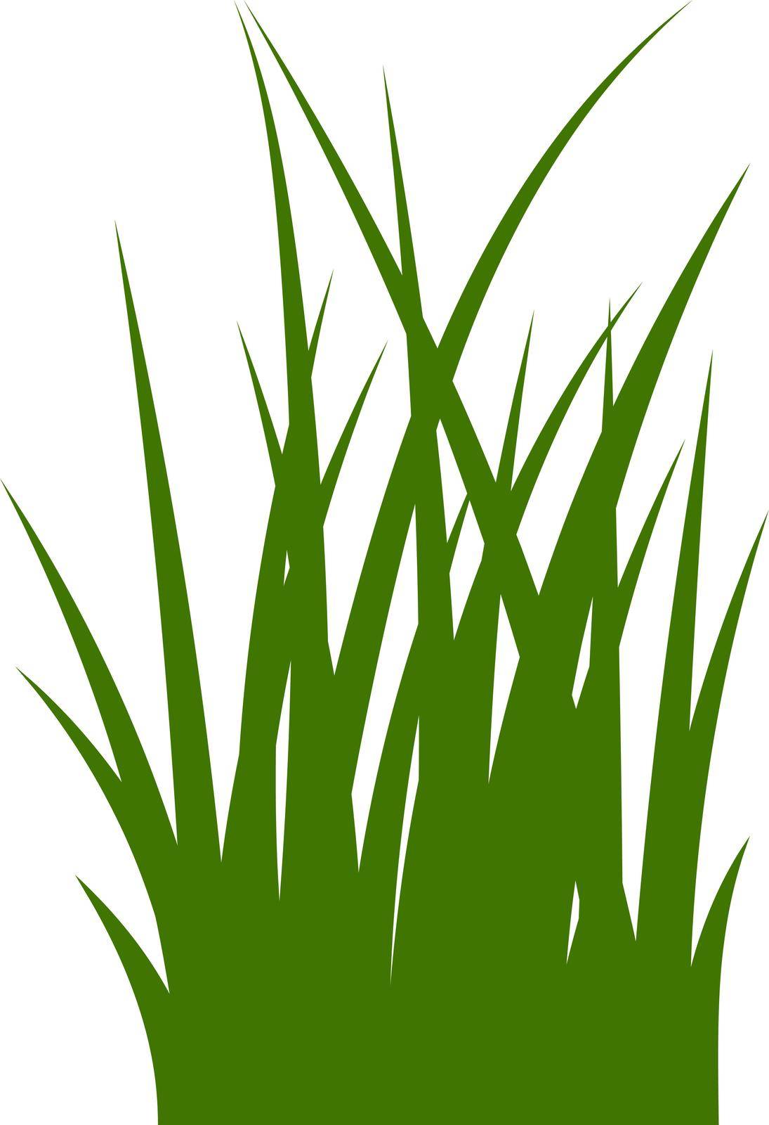 Green grass icon. Long blade leaves silhouette isolated on white background