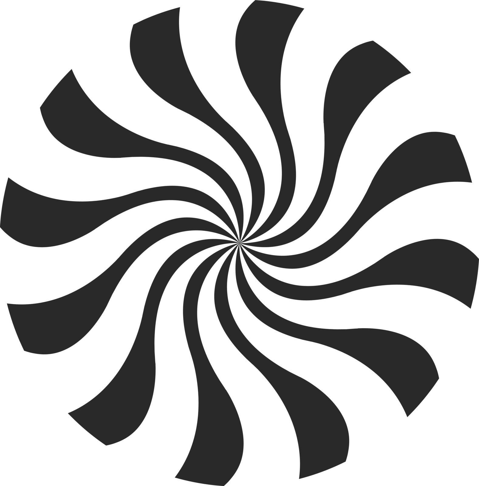 Black round swirl. Twisting motion circle logo isolated on white background