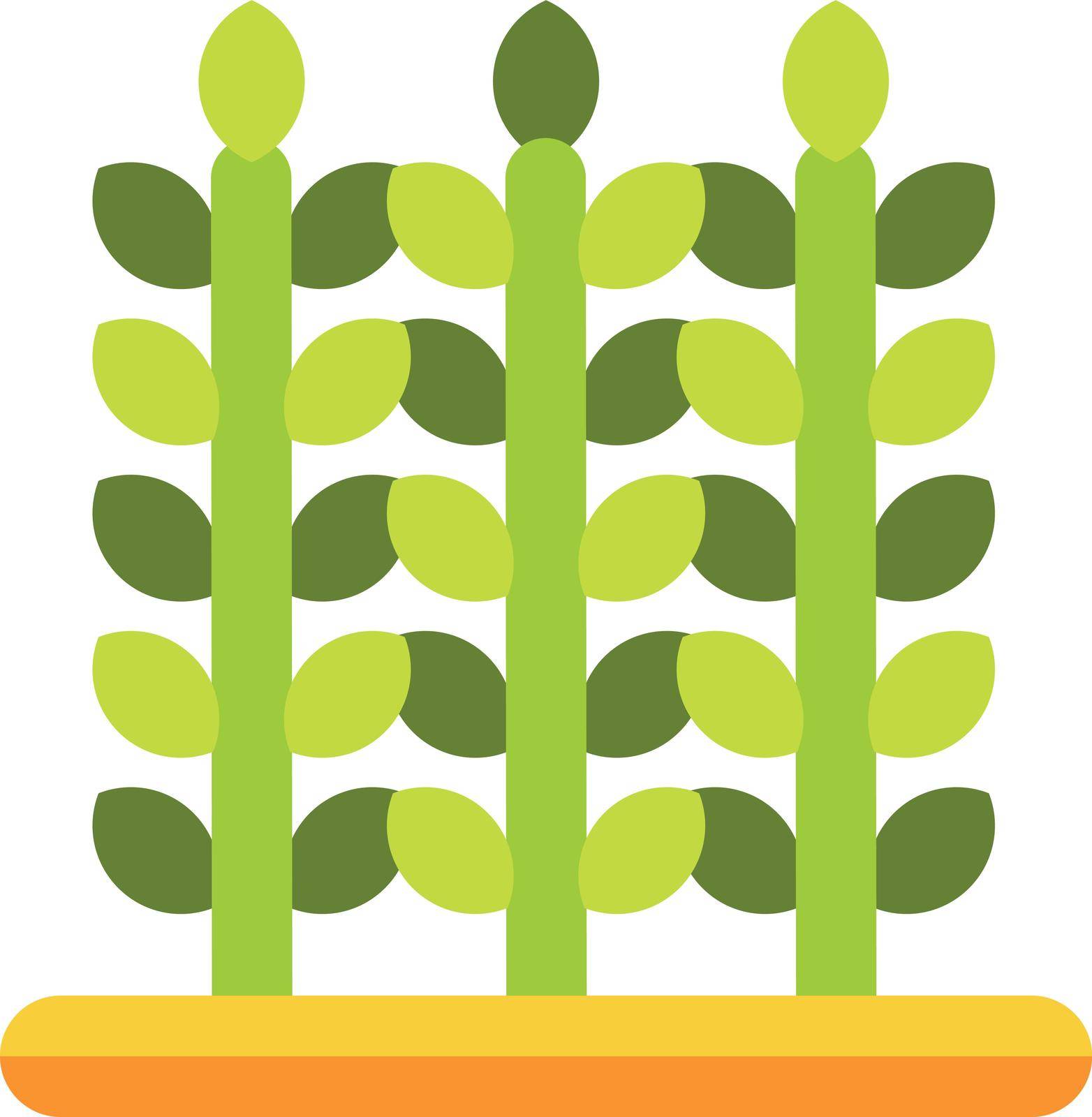 Crops icon. Green plants growing from soil ground by MicroOne
