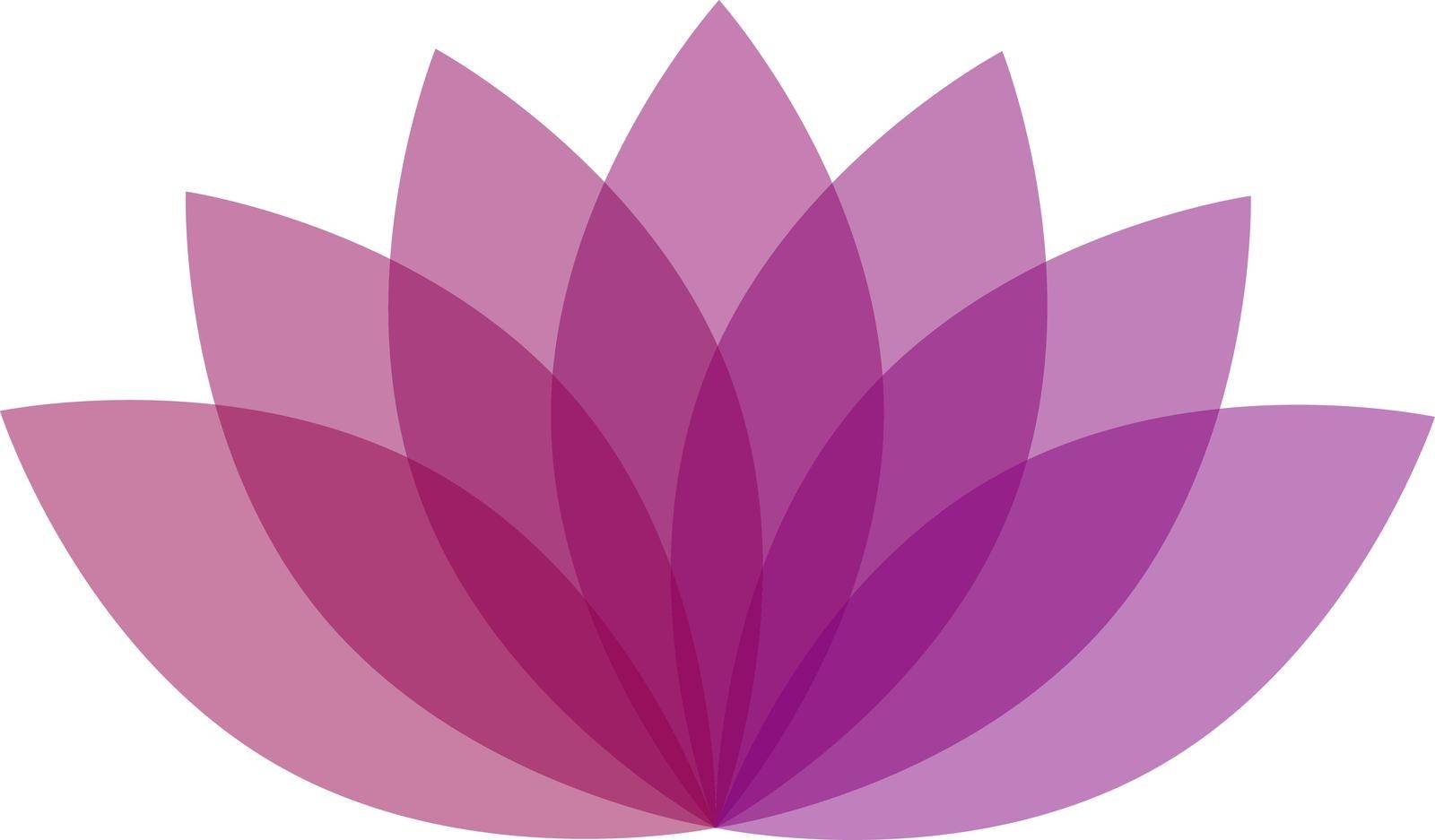 Spiritual flower logo. Mystic asian lotus plant isolated on white background