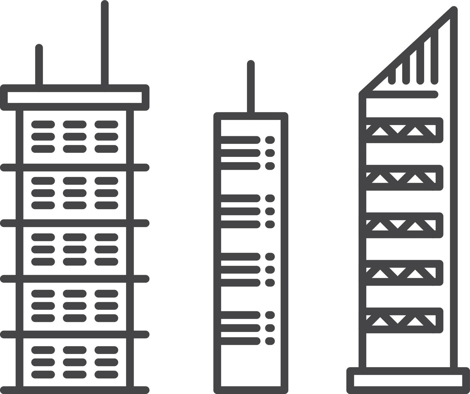 Skyscrapers in linear style. High big city buildings by MicroOne