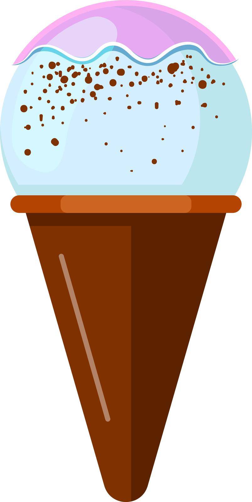 Ice cream icon. Frozen milk scoop in waffle cone isolated on white background