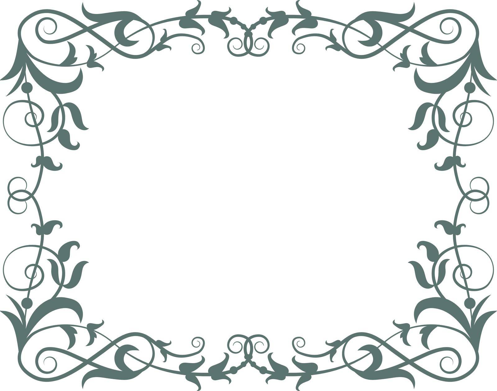 Filigree frame. Retro baroque border. Decorative rectangle isolated on white background