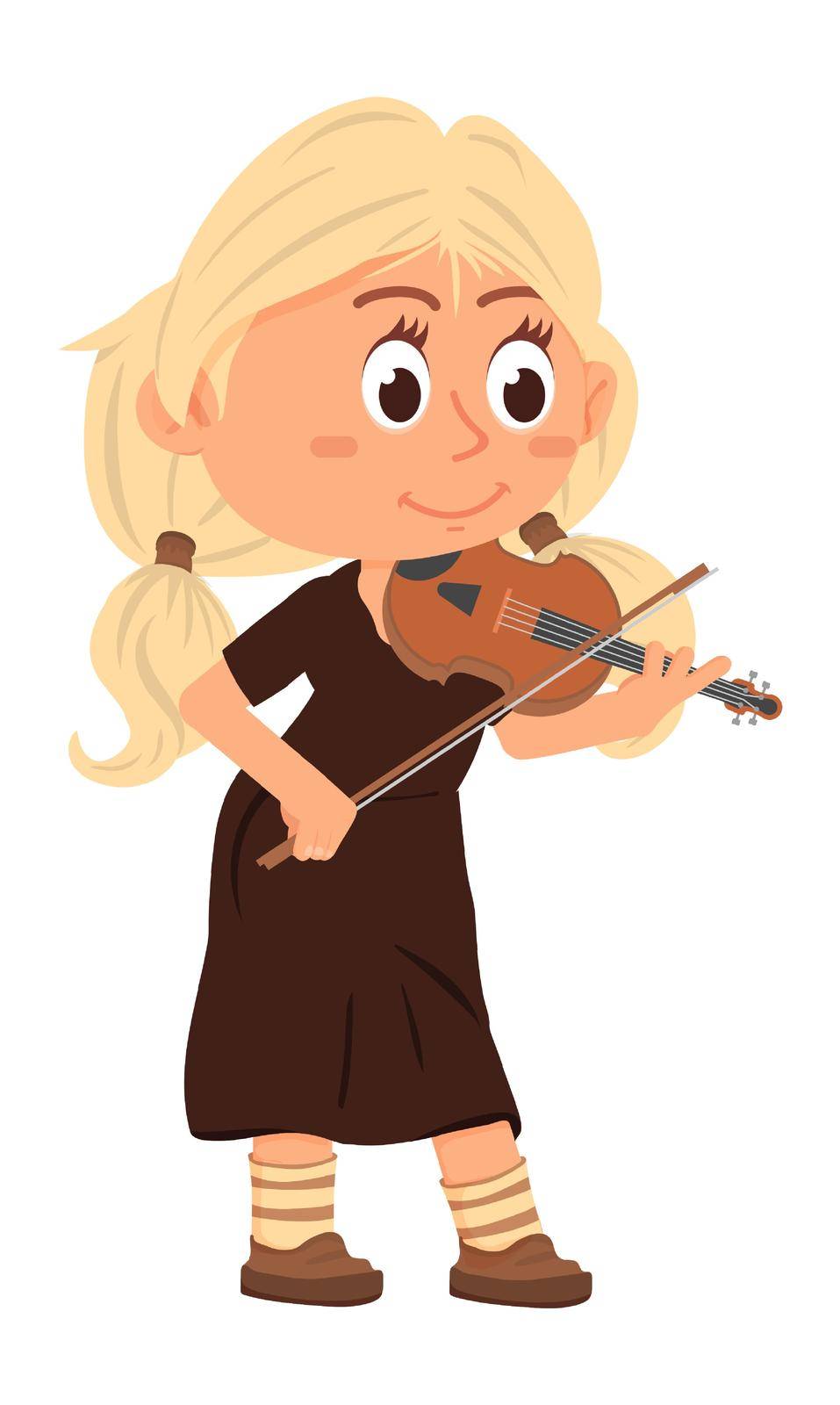 Violin musician. Young girl playing for orchestra concert by LadadikArt