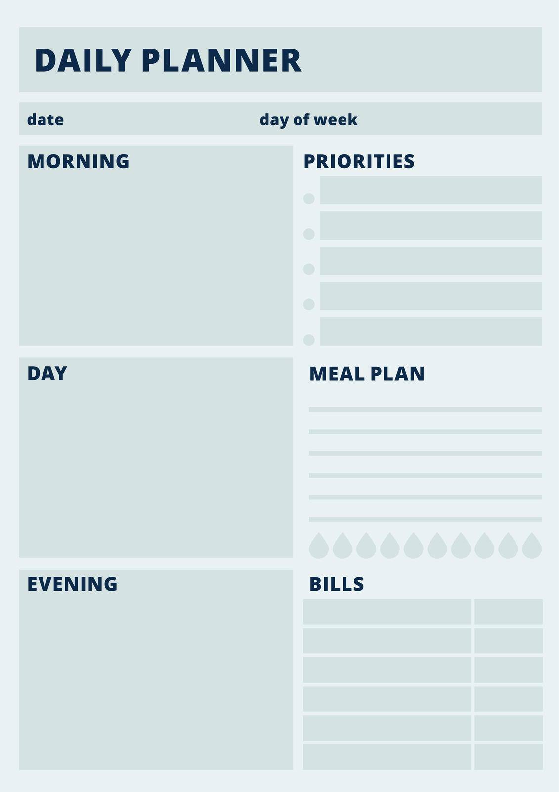 Daily planner template. Business paper blank layout by LadadikArt