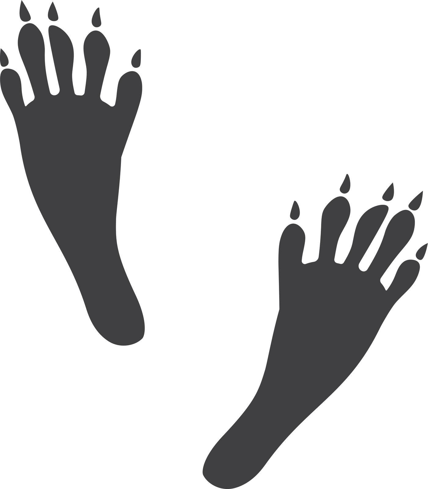 Raccoon black track. Animal feet mark logo isolated on white background