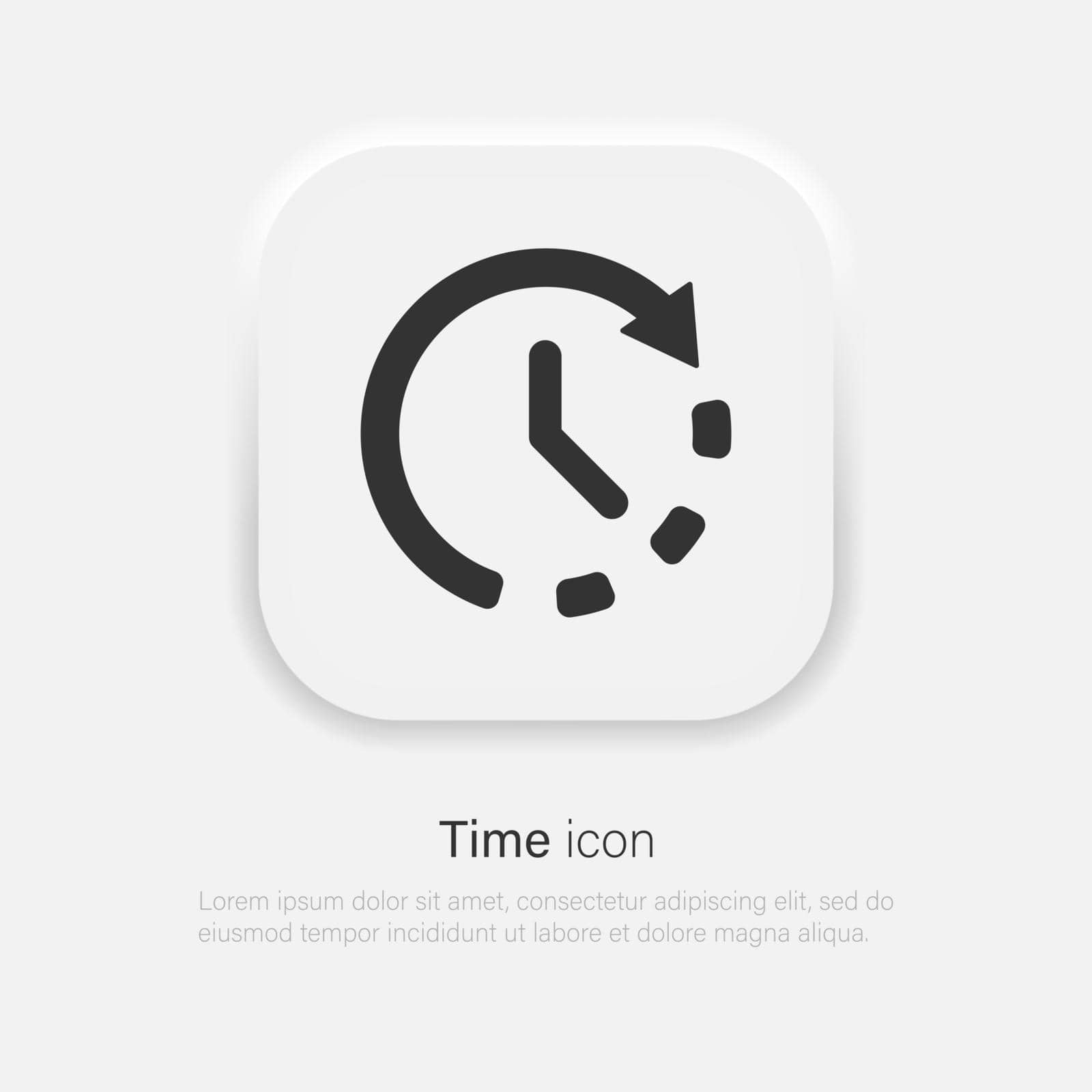 Clock icon vector. Time symbol in trendy neumorphism style. Vector EPS 10