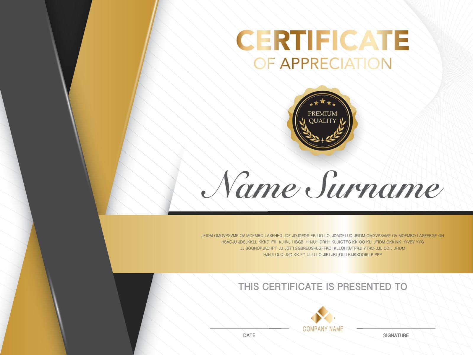 diploma certificate template black and gold color with luxury and modern style vector image, suitable for appreciation.  Vector illustration