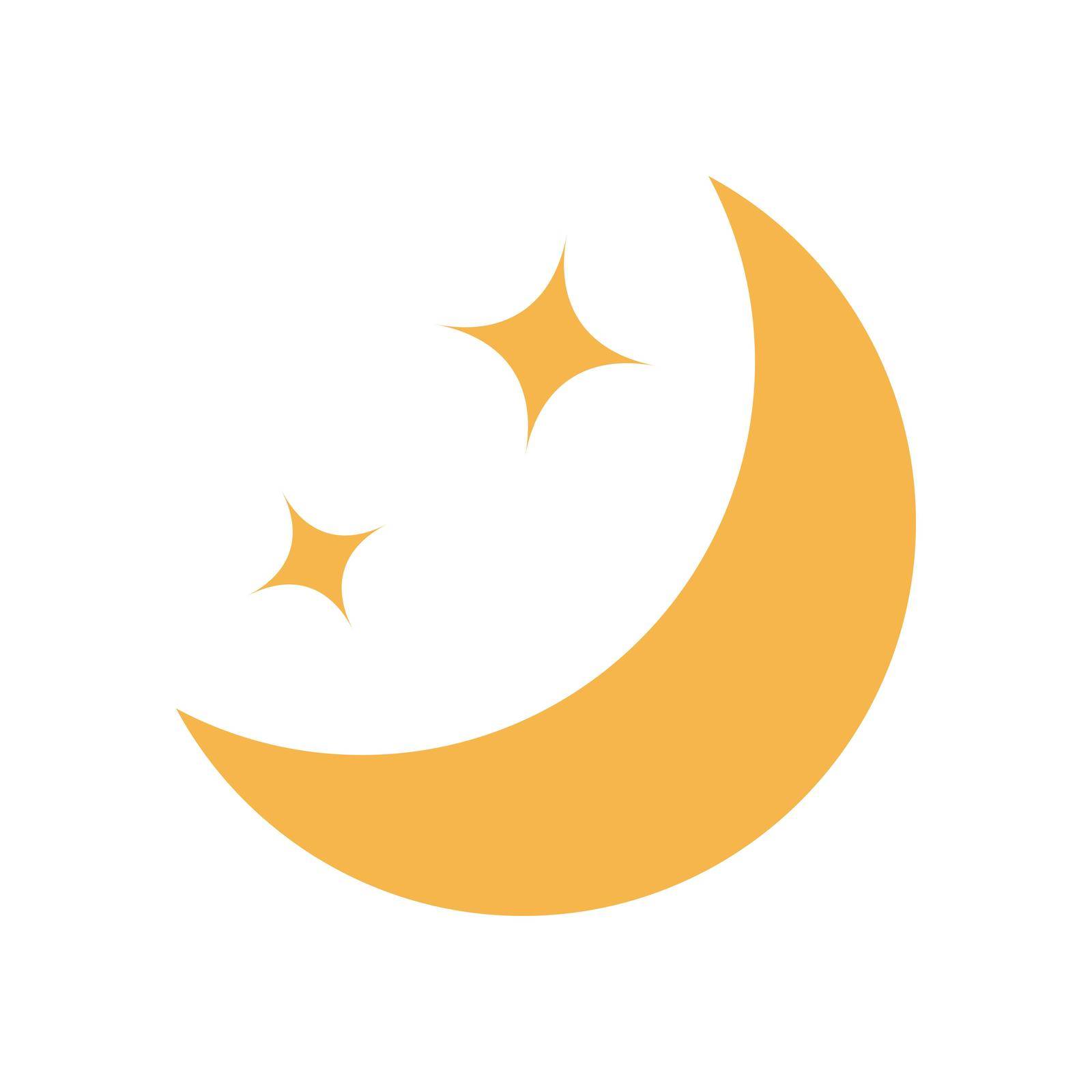 Crescent moon and glitter icon. Editable vector.