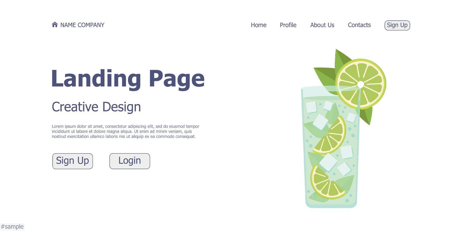 Cocktail bar website landing page design concept - Vector illustration
