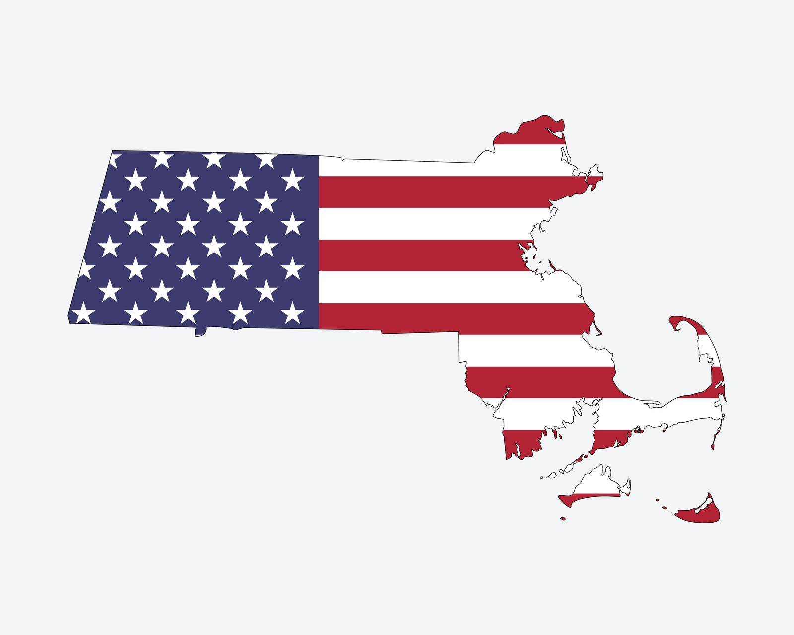 Massachusetts Map USA Flag by xileodesigns