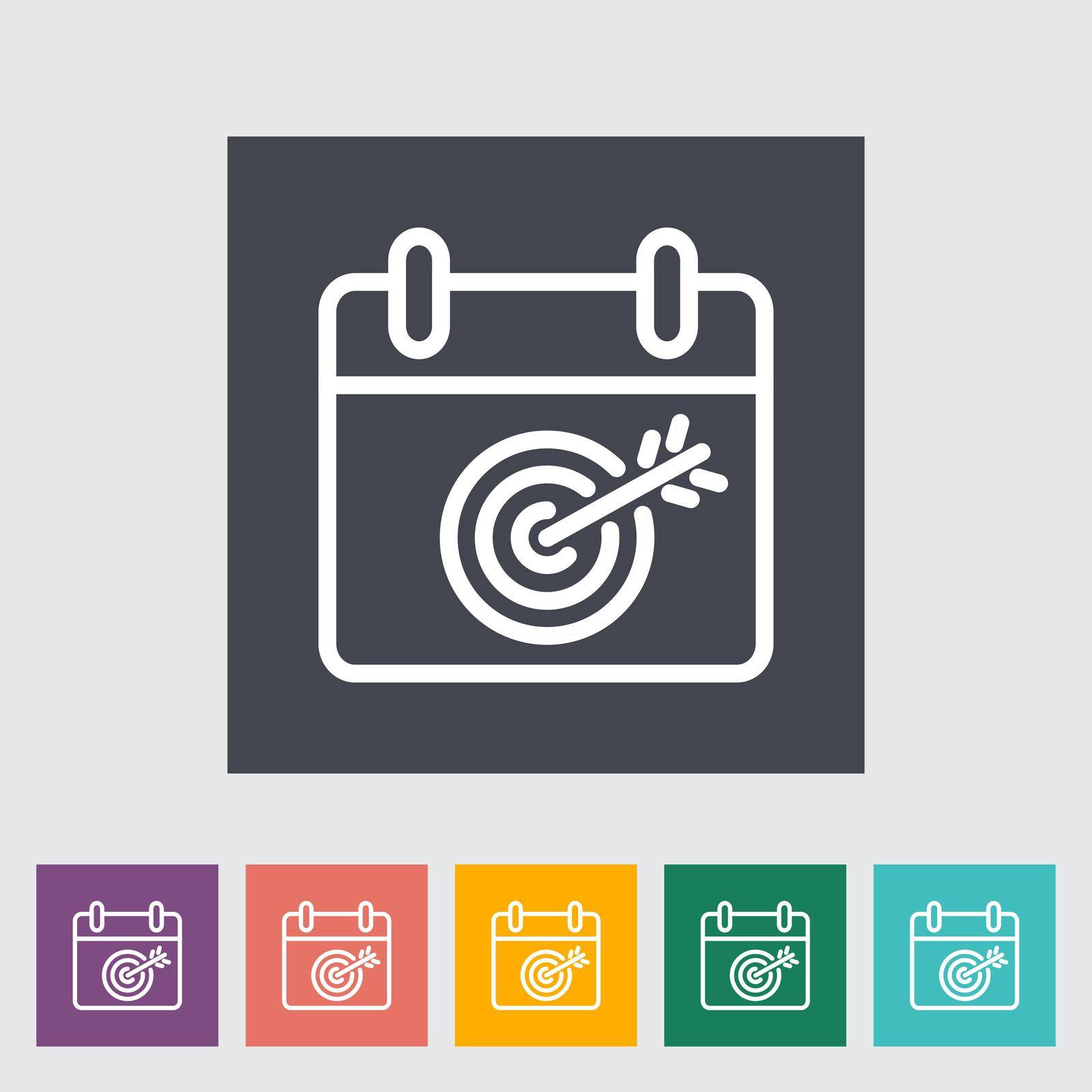 Calendar with goal. Single flat icon on the button. Vector illustration.