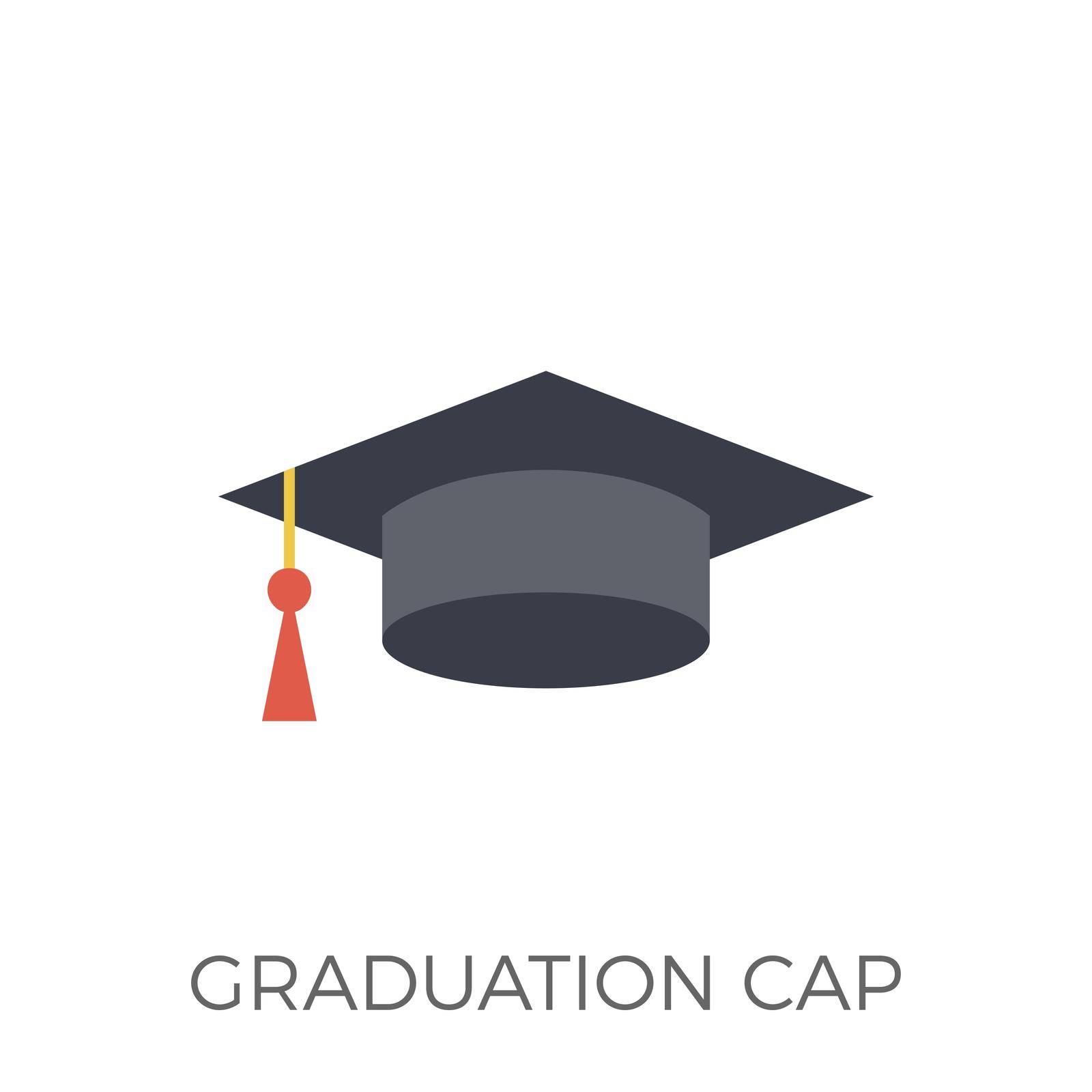 Graduation Cap Icon Vector. Isolated on White Background. Trendy Flat Style.