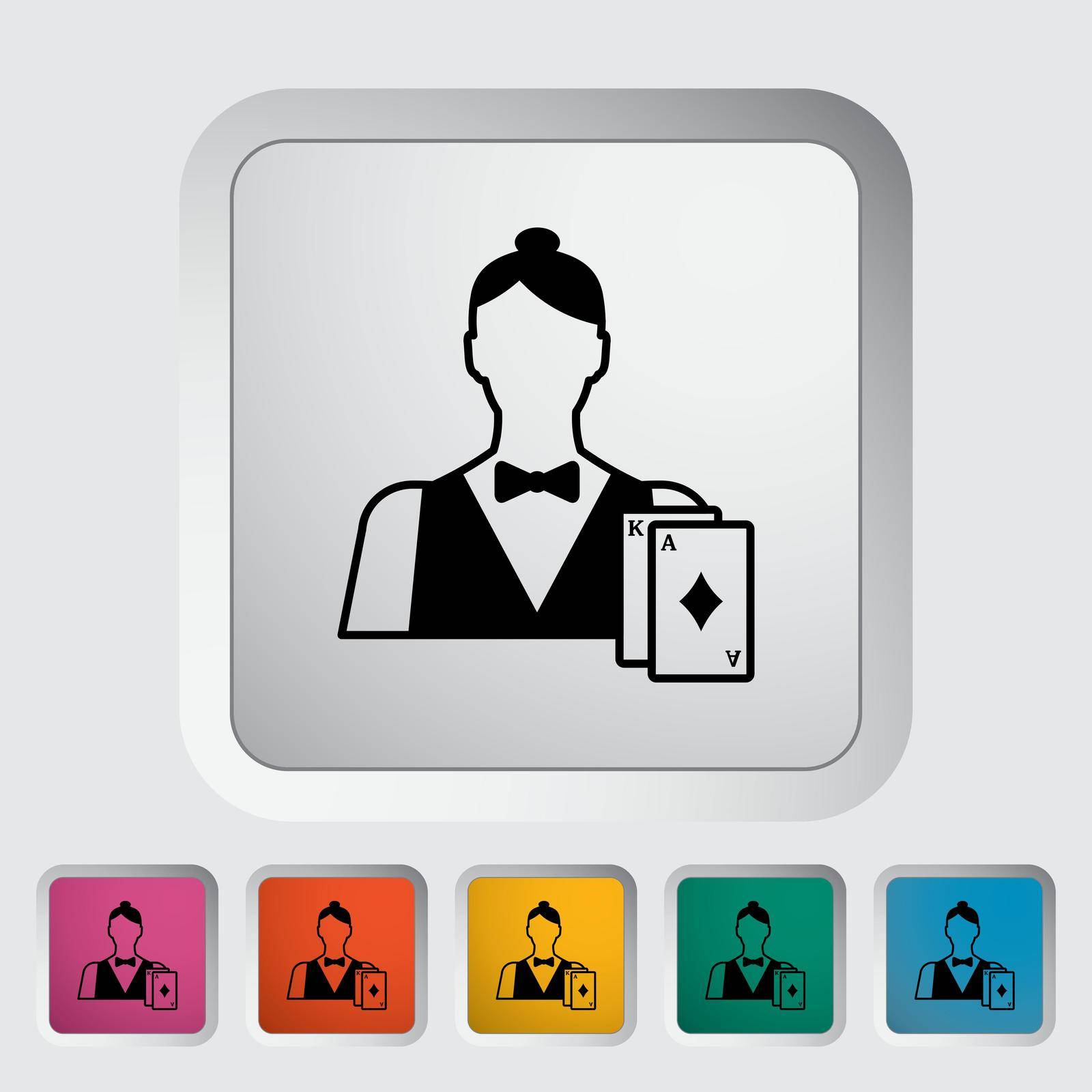 Live dealer. Single flat icon on the button. Vector illustration.