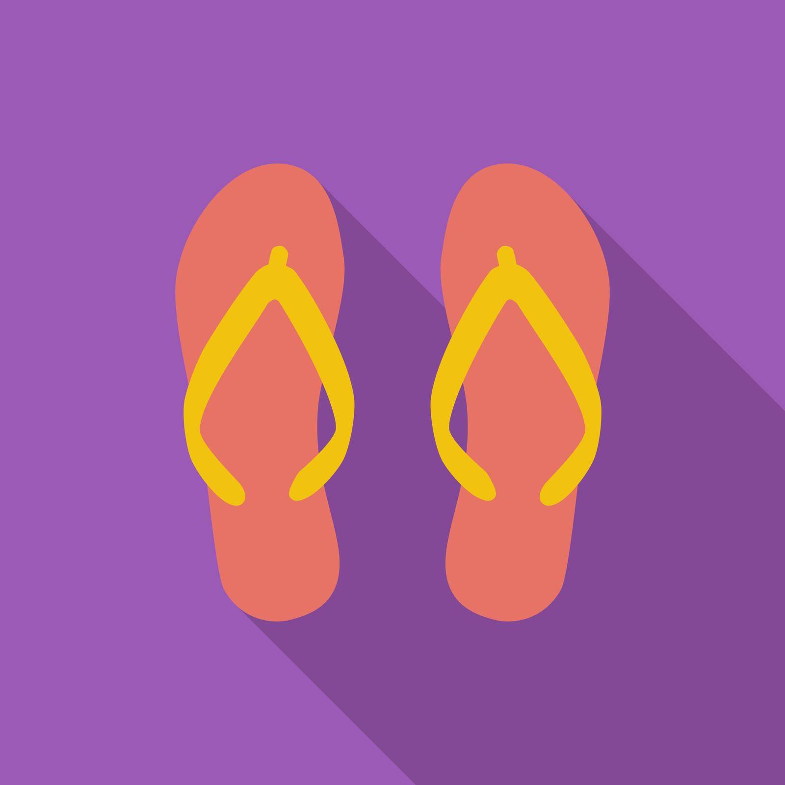 Beach slippers icon. Flat vector related icon with long shadow for web and mobile applications. It can be used as - logo, pictogram, icon, infographic element. Vector Illustration.