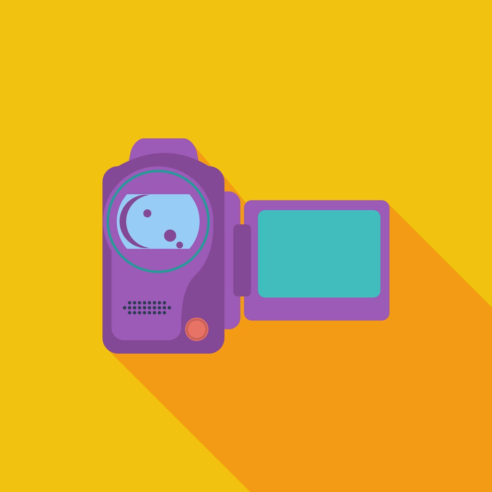 Video camera icon. Flat vector related icon with long shadow for web and mobile applications. It can be used as - logo, pictogram, icon, infographic element. Vector Illustration.