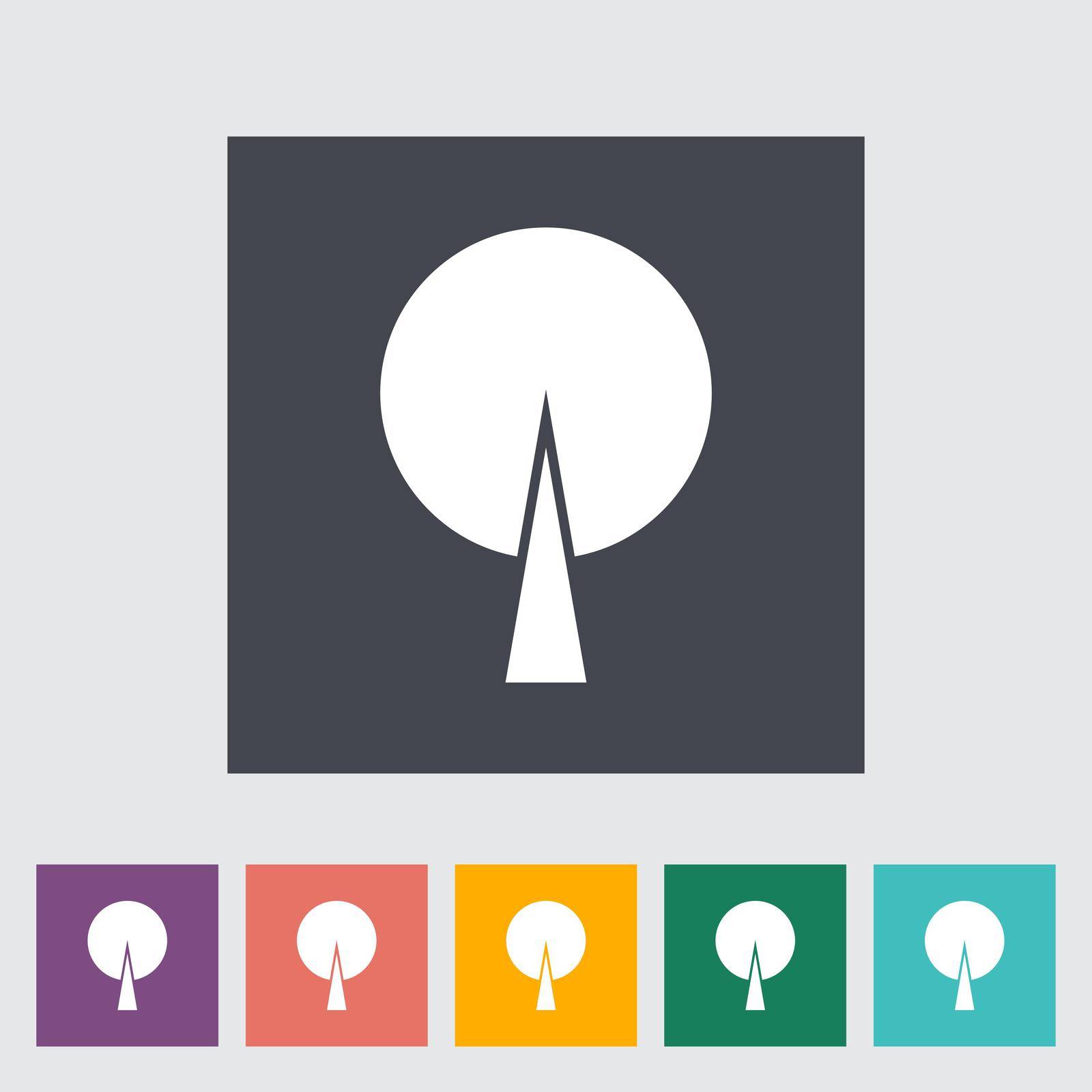 Tree. Single flat icon on the button. Vector illustration.