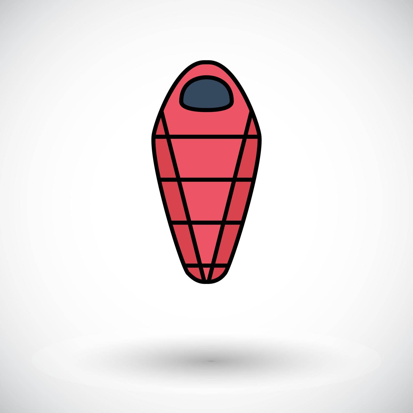 Sleeping bag. Flat icon on the white background for web and mobile applications. Vector illustration.