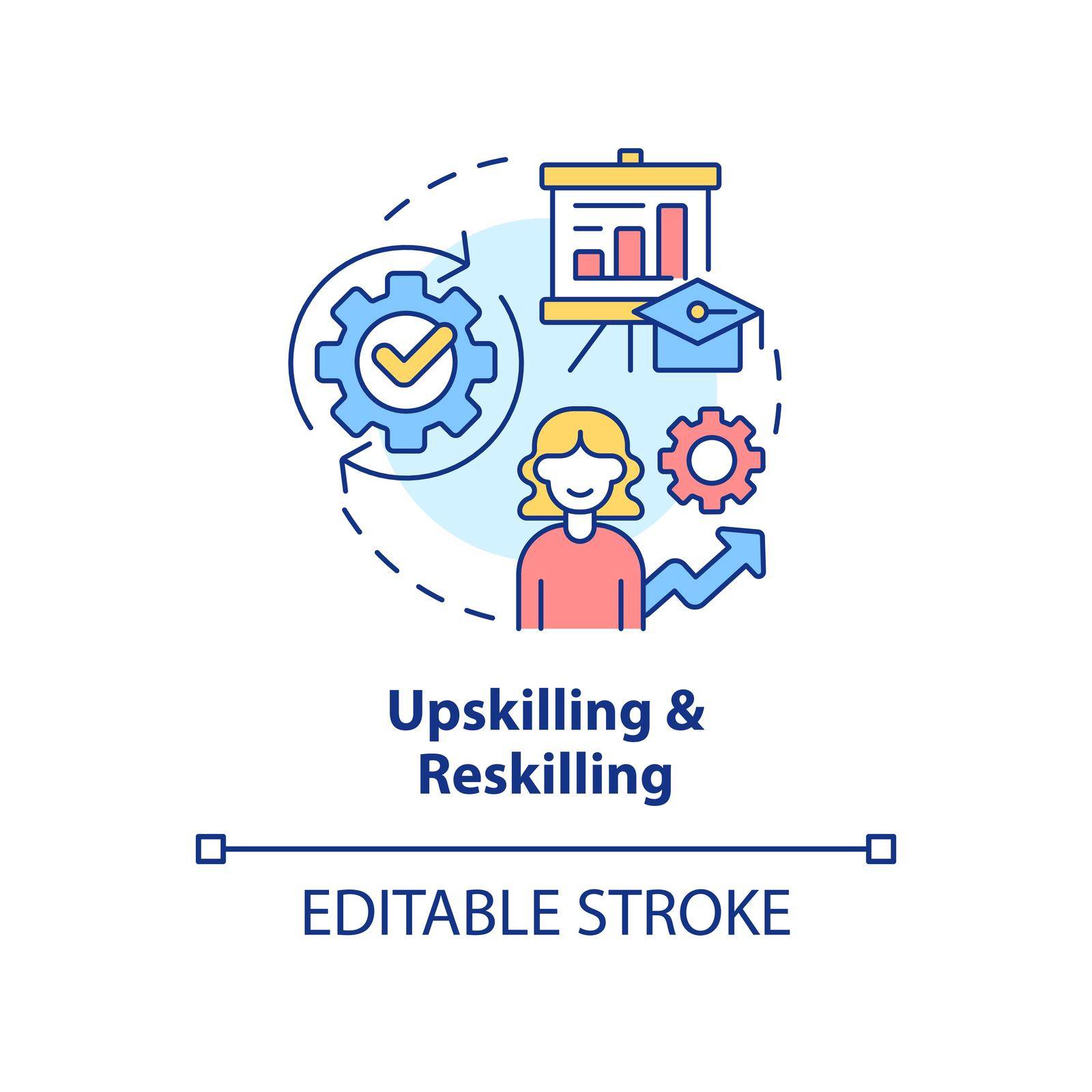 Upskilling and reskilling concept icon by bsd