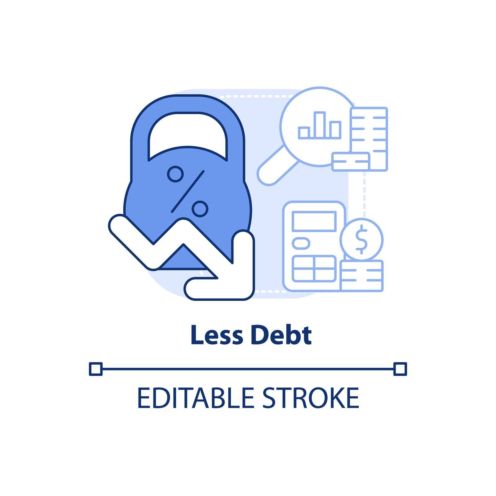 Less debt light blue concept icon by bsd