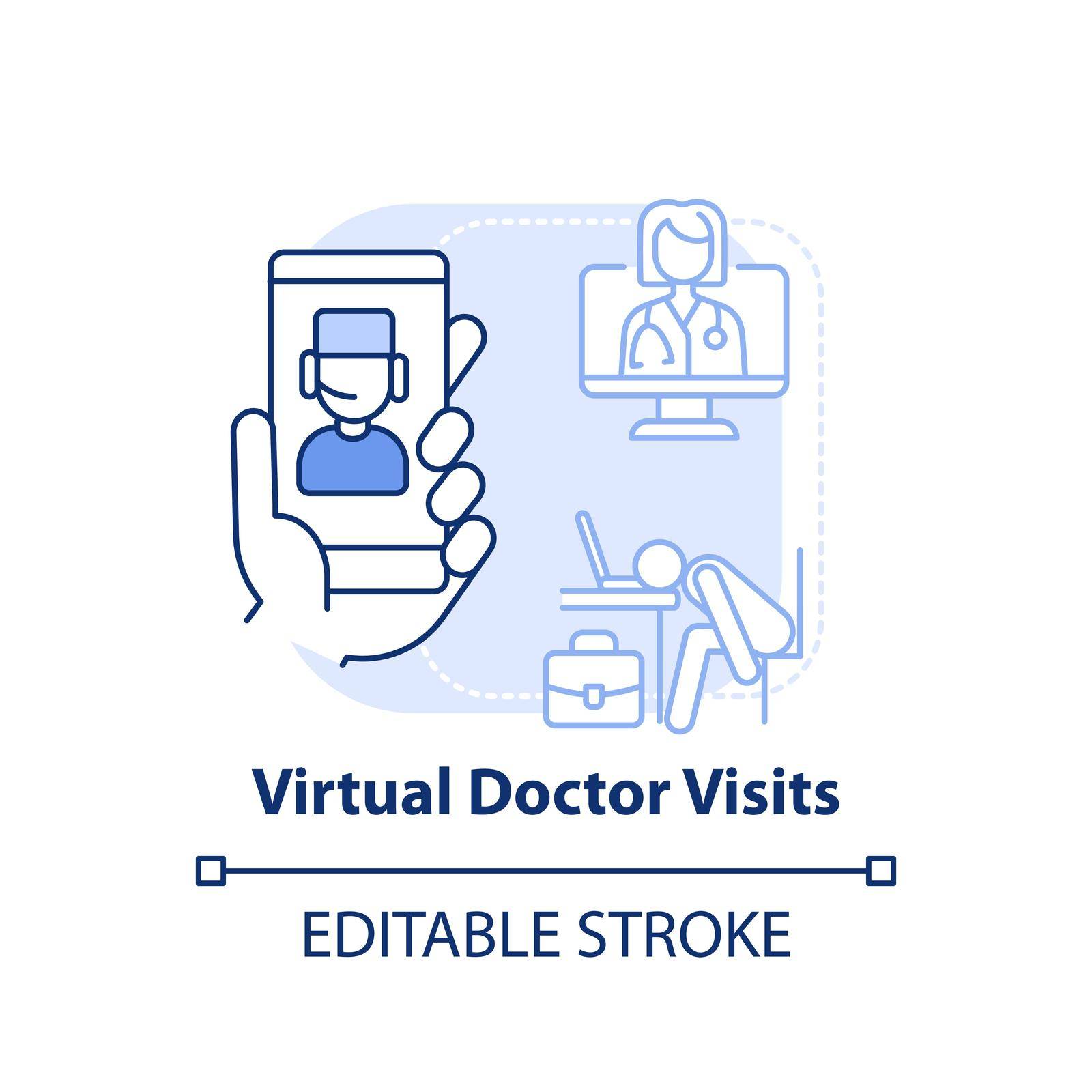 Virtual doctor visits light blue concept icon by bsd