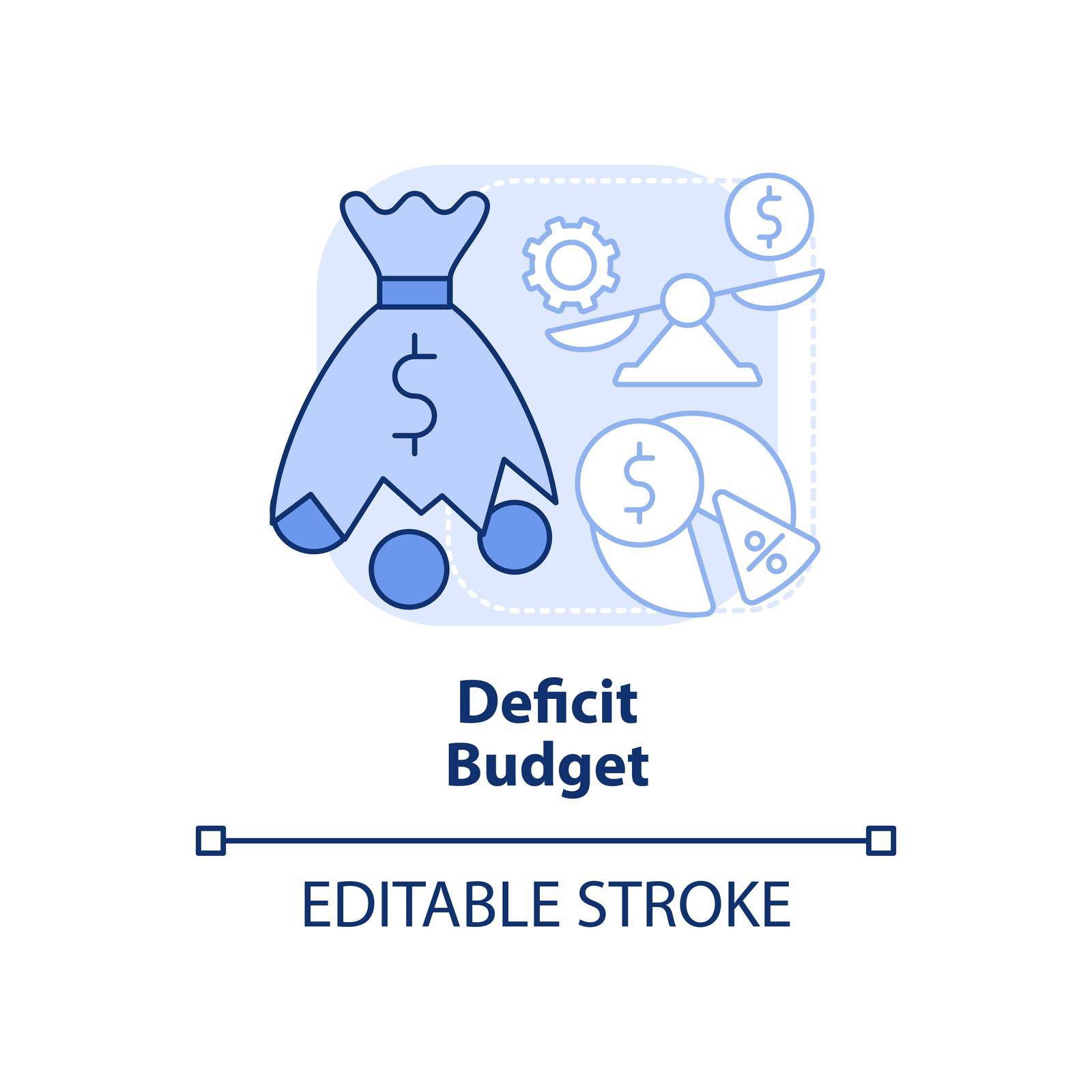 Deficit budget light blue concept icon by bsd