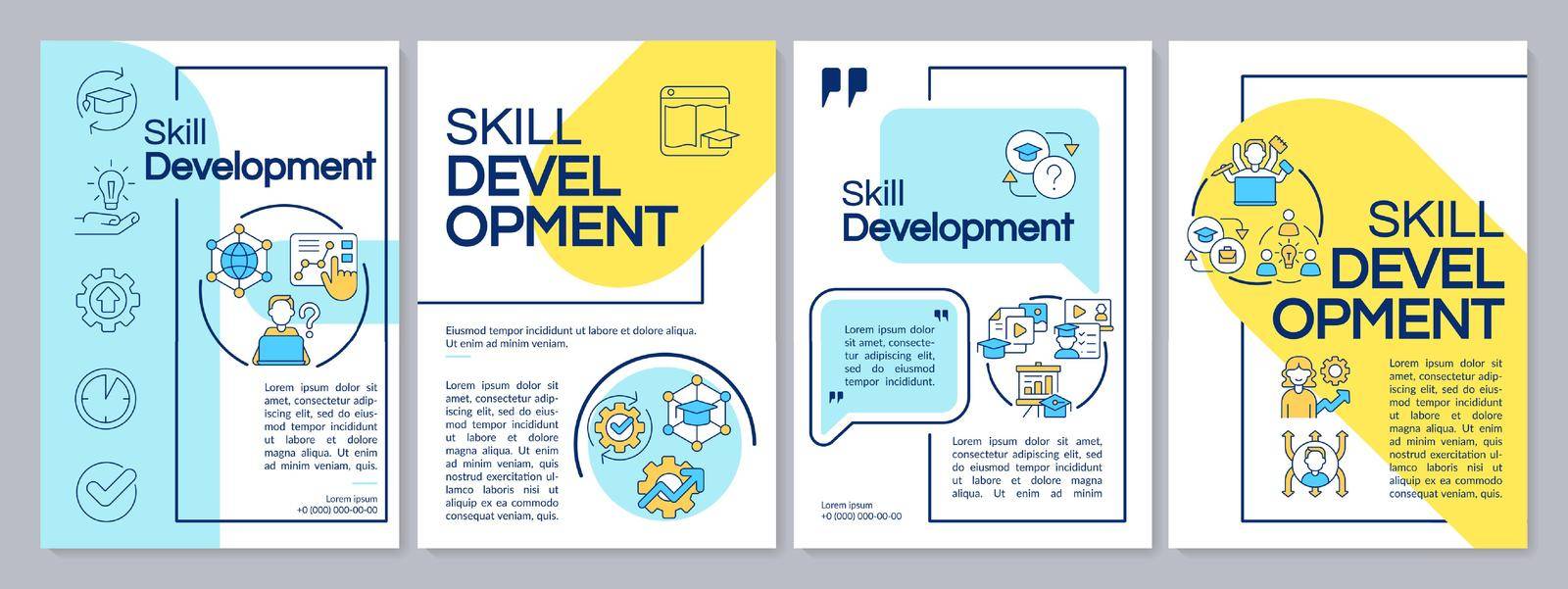 Skill learning blue and yellow brochure template by bsd