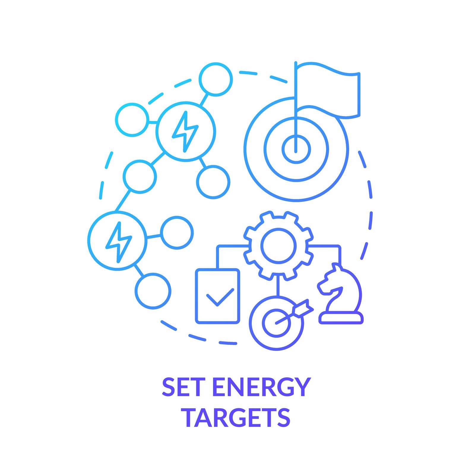 Set energy targets blue gradient concept icon by bsd