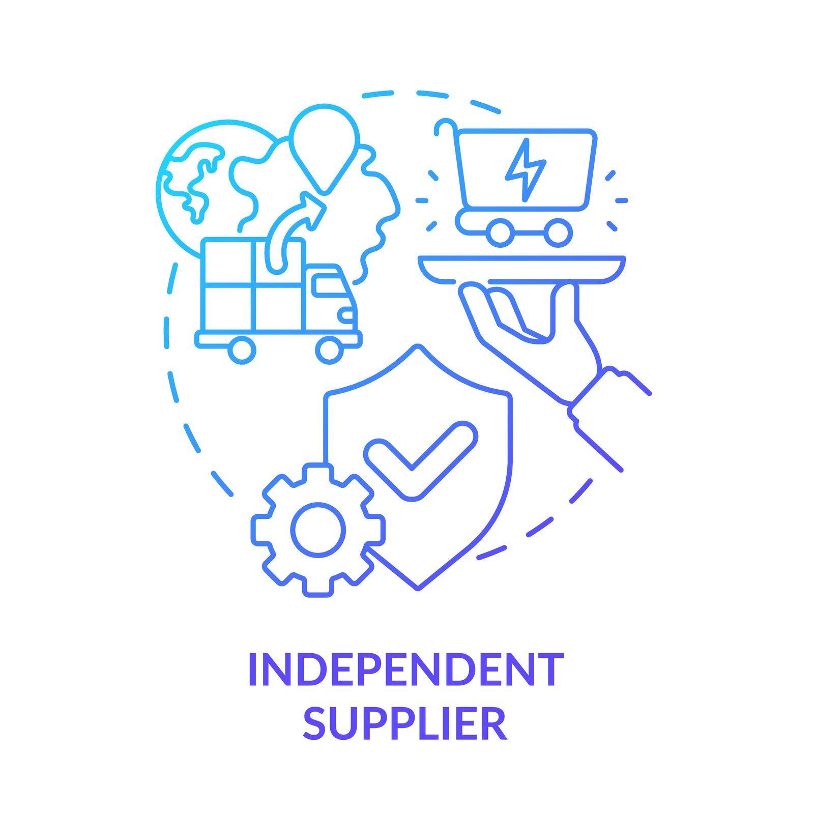 Independent supplier blue gradient concept icon by bsd