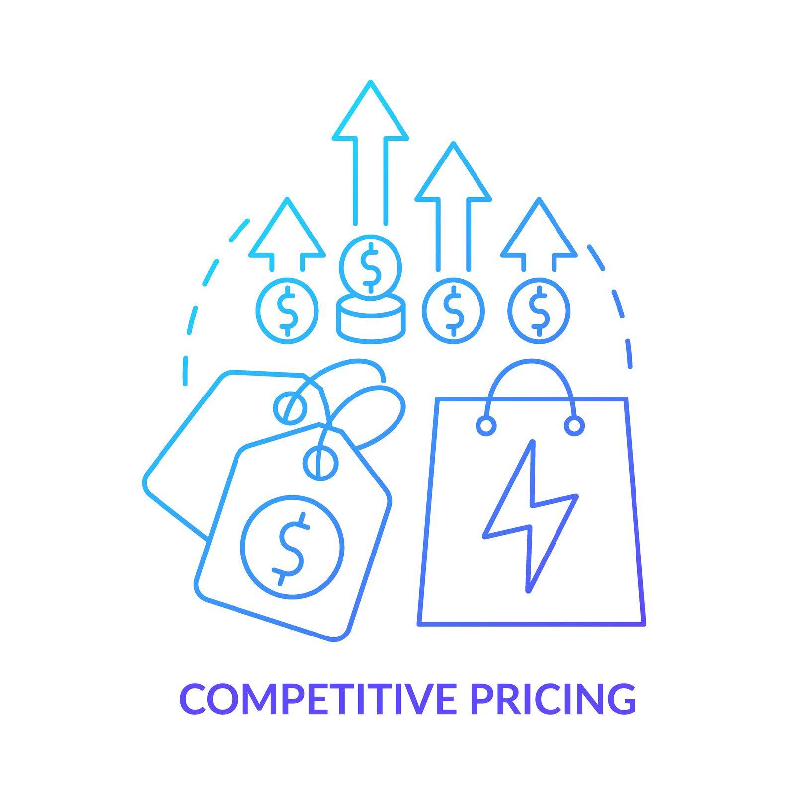 Competitive pricing blue gradient concept icon by bsd studio