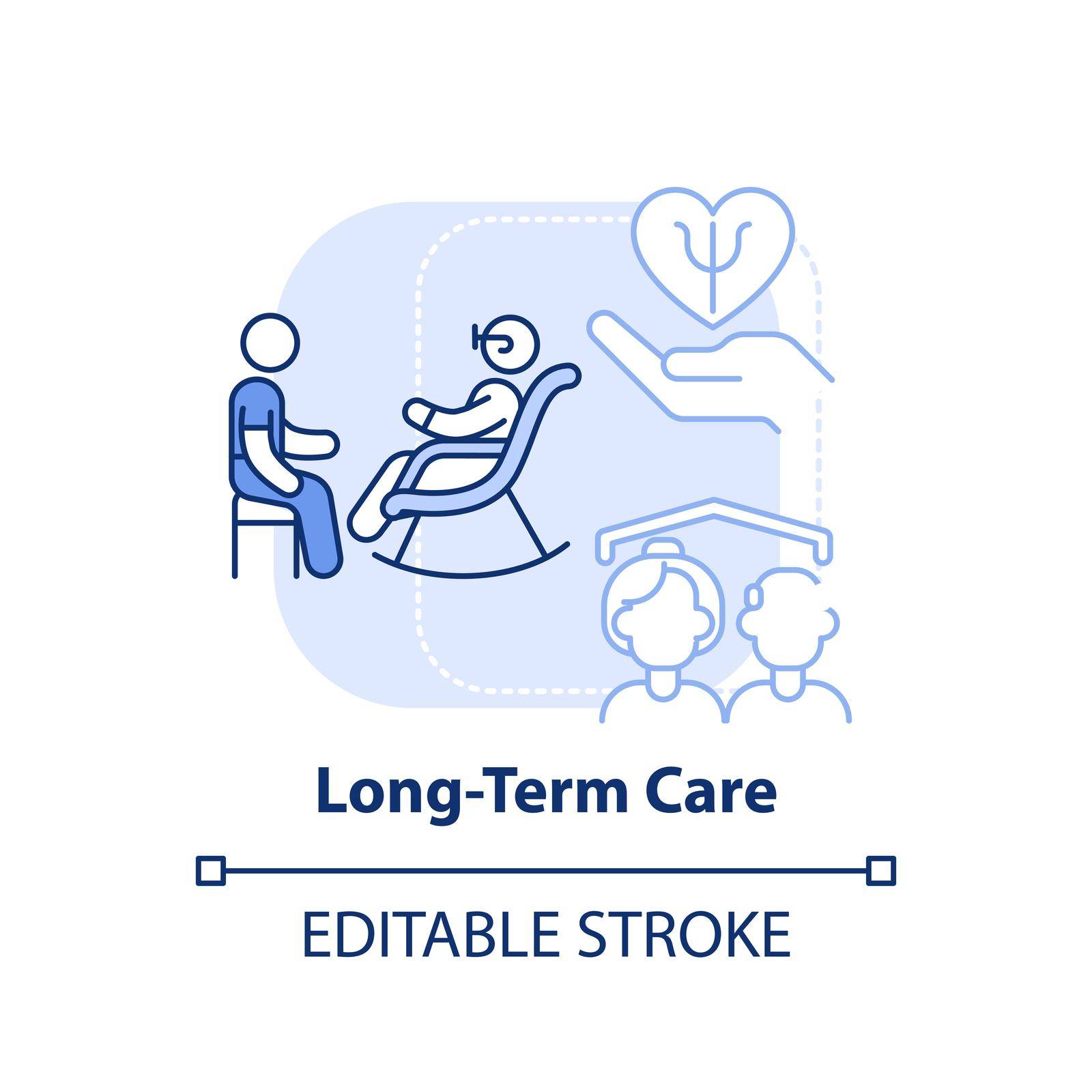 Long term care light blue concept icon by bsd